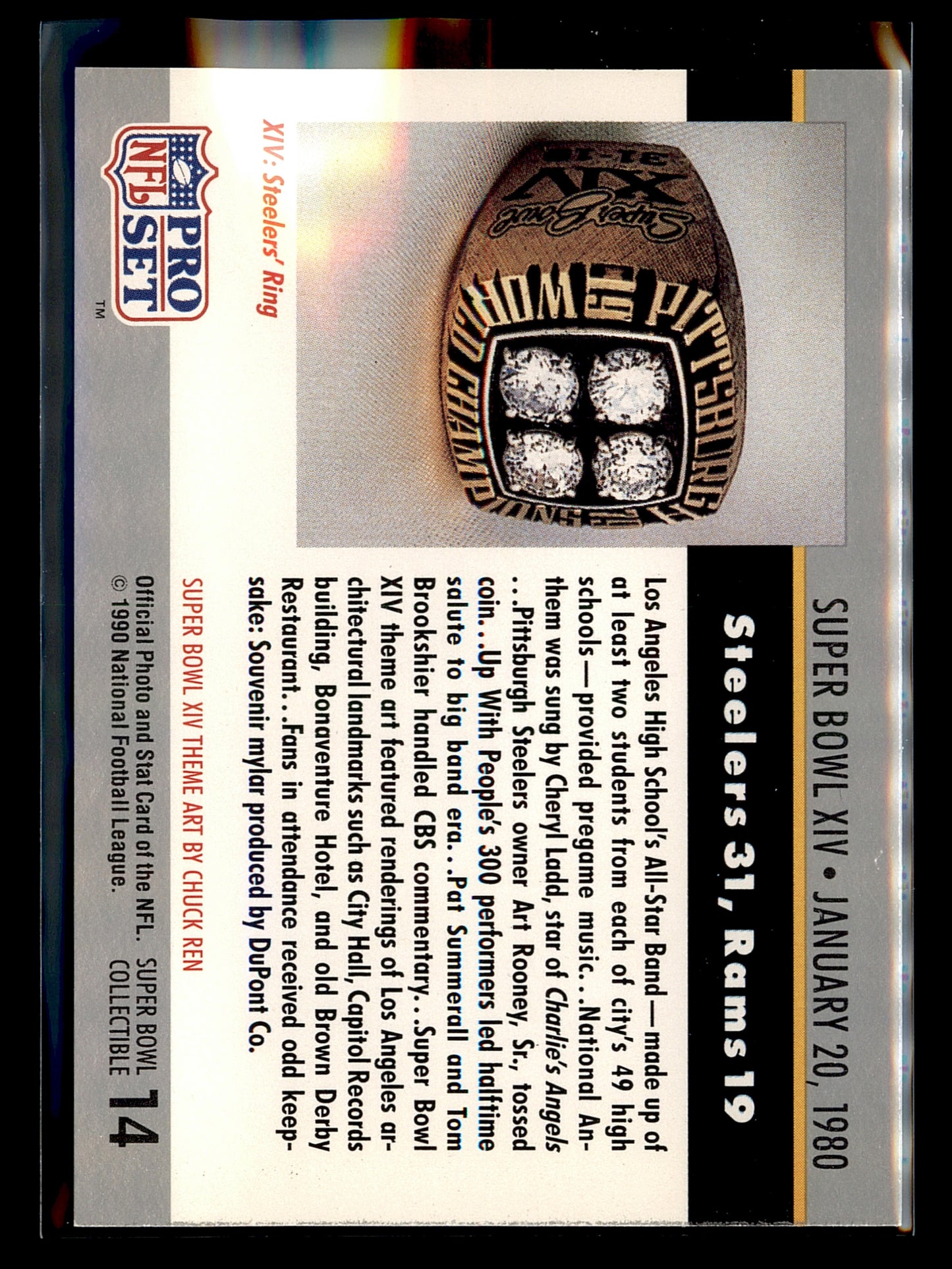 1990 Pro Set #14 Super Bowl XIV SBXIV Super Bowl Collectibles