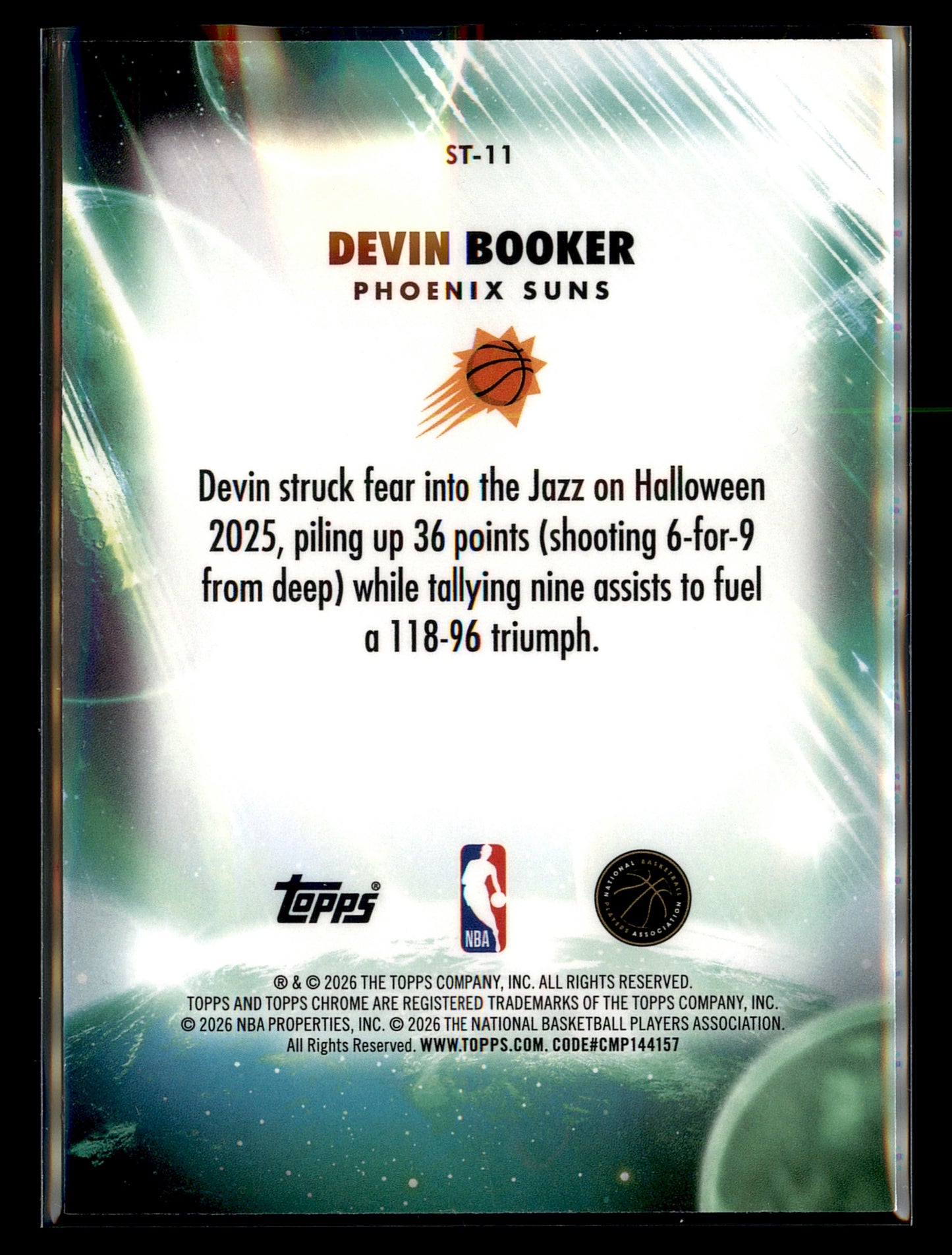 2025-26 Topps Chrome Update Devin Booker Stratospheric Stars Refractor Suns