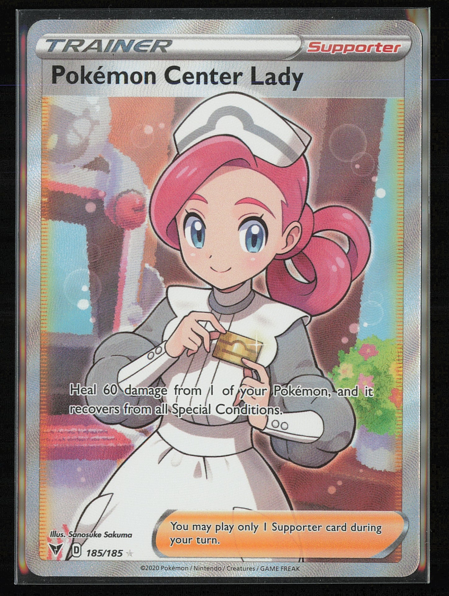 SWSH04: Vivid Voltage #185/185 Pokemon Center Lady (Full Art)