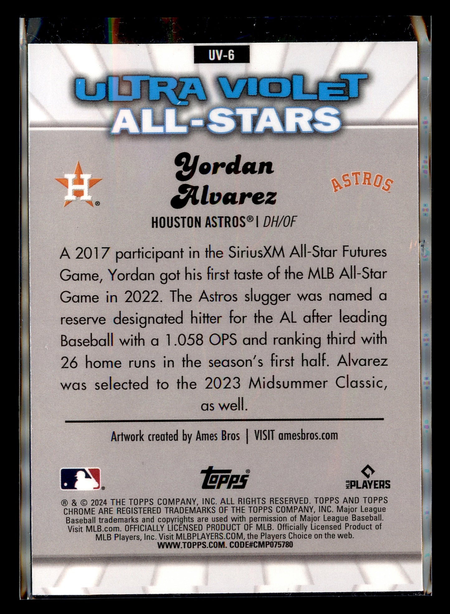 2024 Topps Chrome #UV-6 Yordan Alvarez Ultra Violet All-Stars