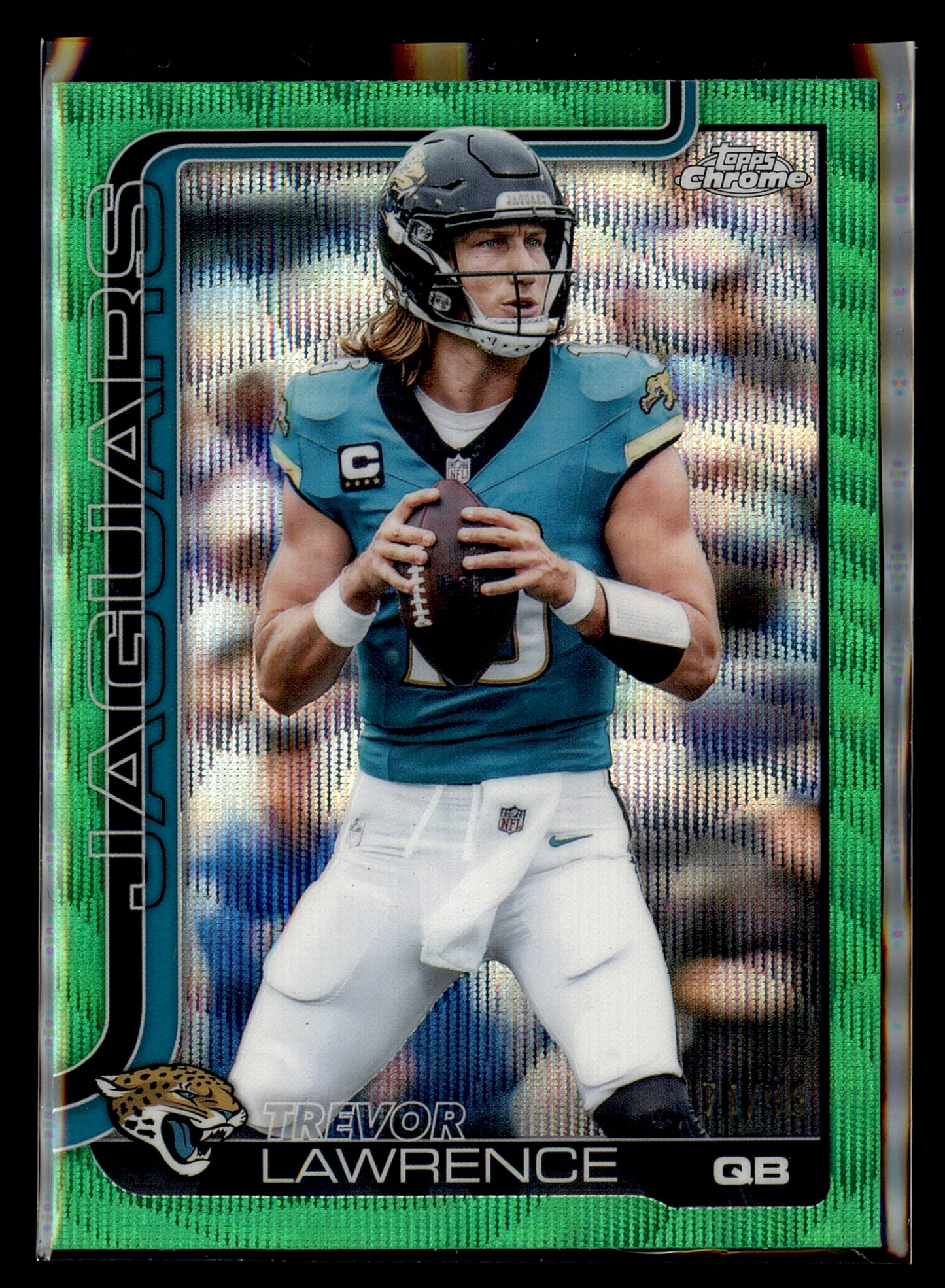 2025 Topps Chrome #138 Trevor Lawrence Green Wave Refractor #/99