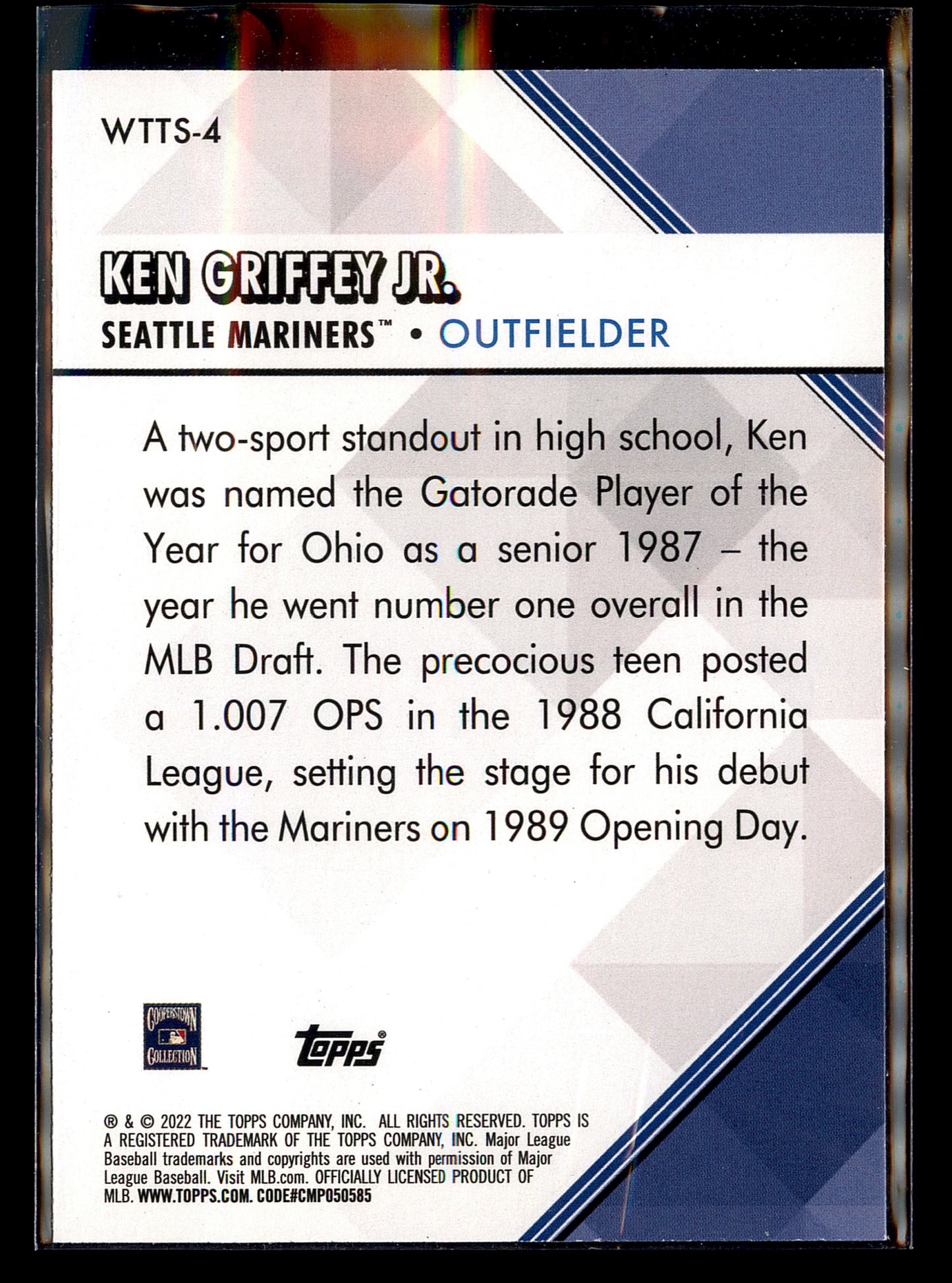 2022 Topps #WTTS-4 Ken Griffey Jr. Welcome to the Show