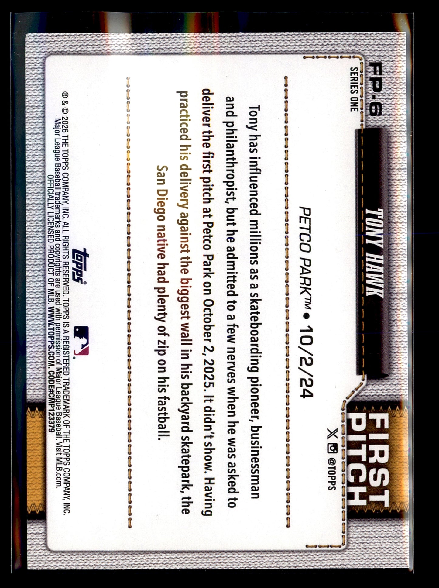 2026 Topps #FP-6 Tony Hawk First Pitch