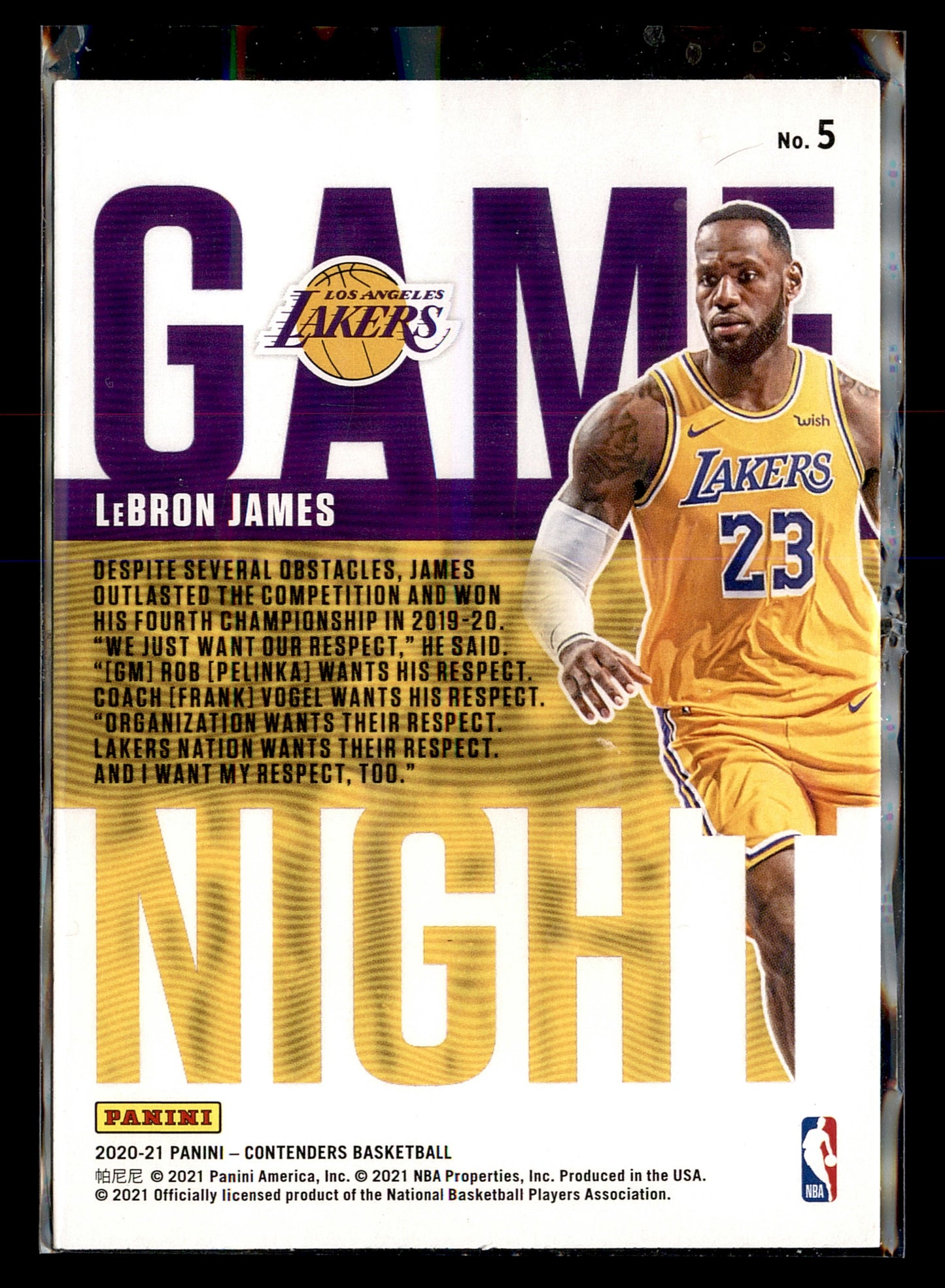 2020-21 Panini Contenders #5 LeBron James Game Night Ticket