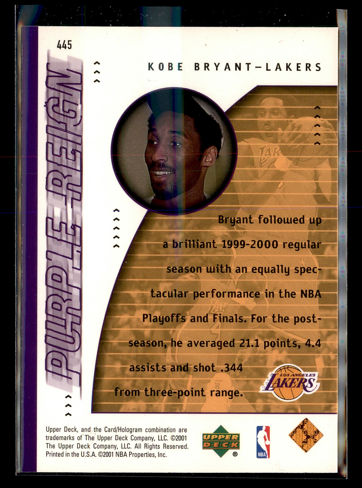 2000-01 Upper Deck #445 Kobe Bryant