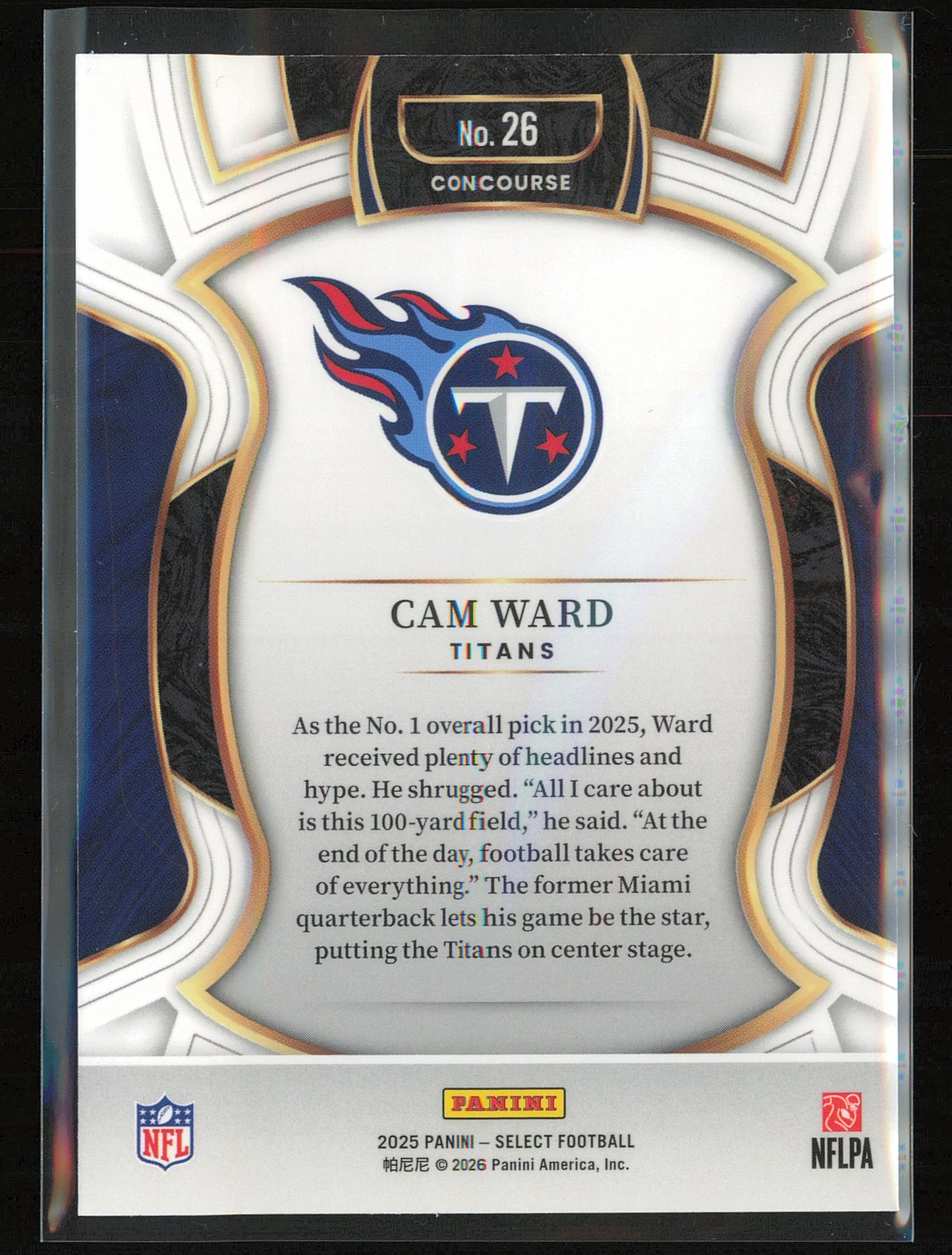 2025 Panini Select #26 Cam Ward
