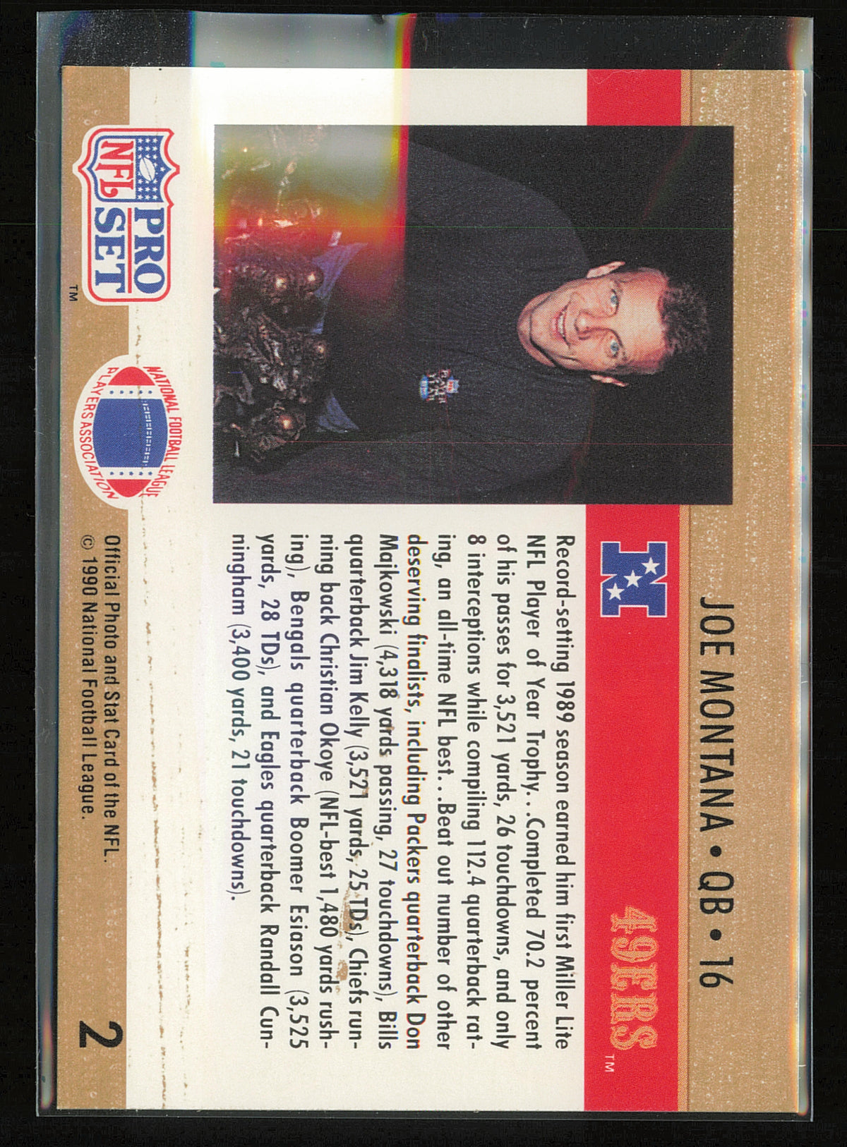 1990 Pro Set FACT Cincinnati #2 Joe Montana