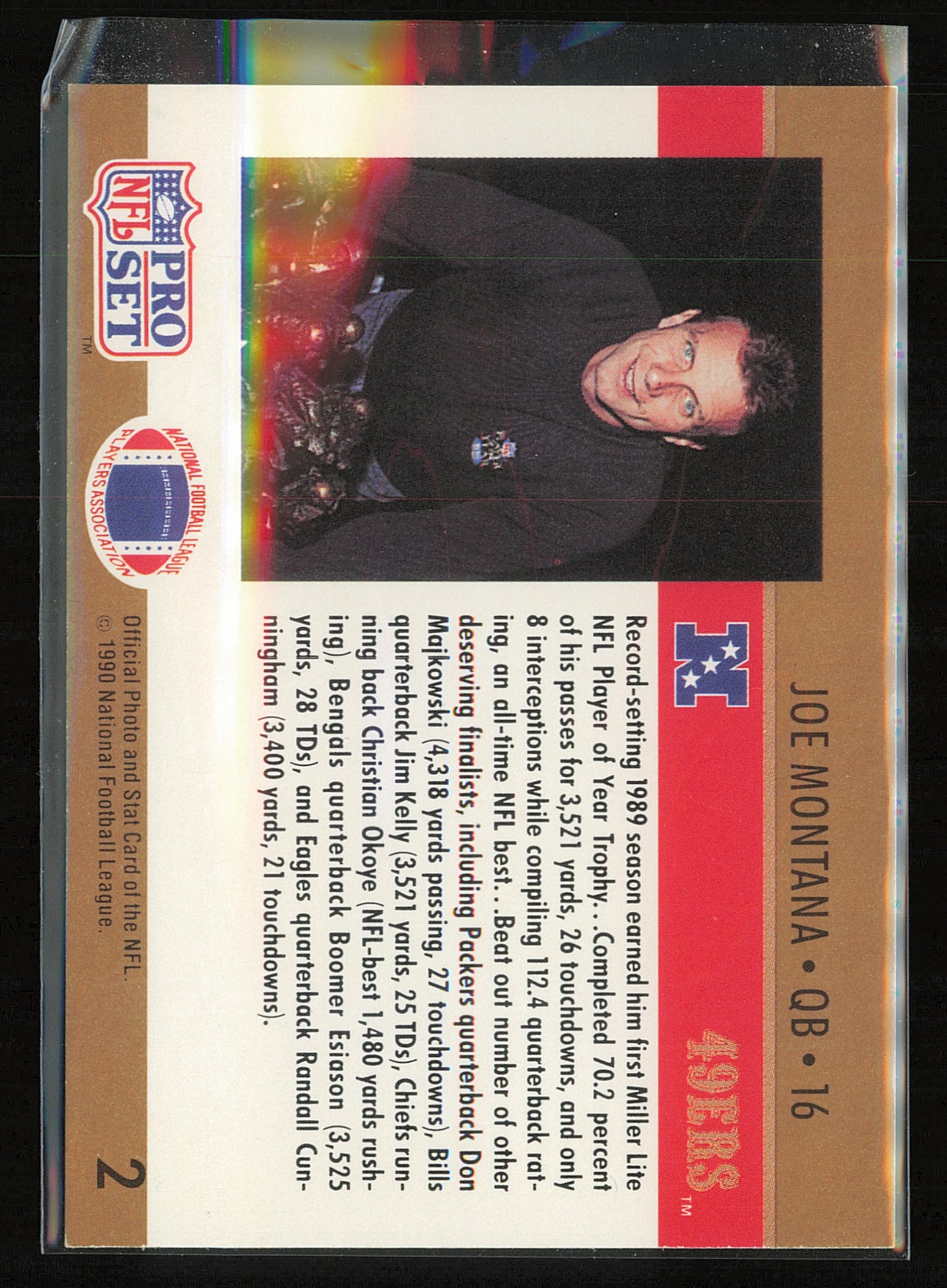 1990 Pro Set FACT Cincinnati #2 Joe Montana