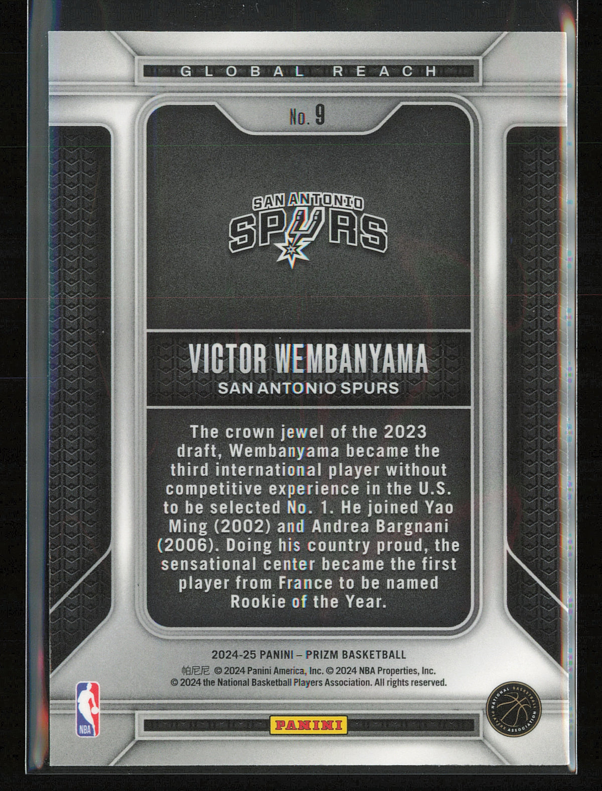 2024-25 Panini Prizm #9 Victor Wembanyama Global Reach