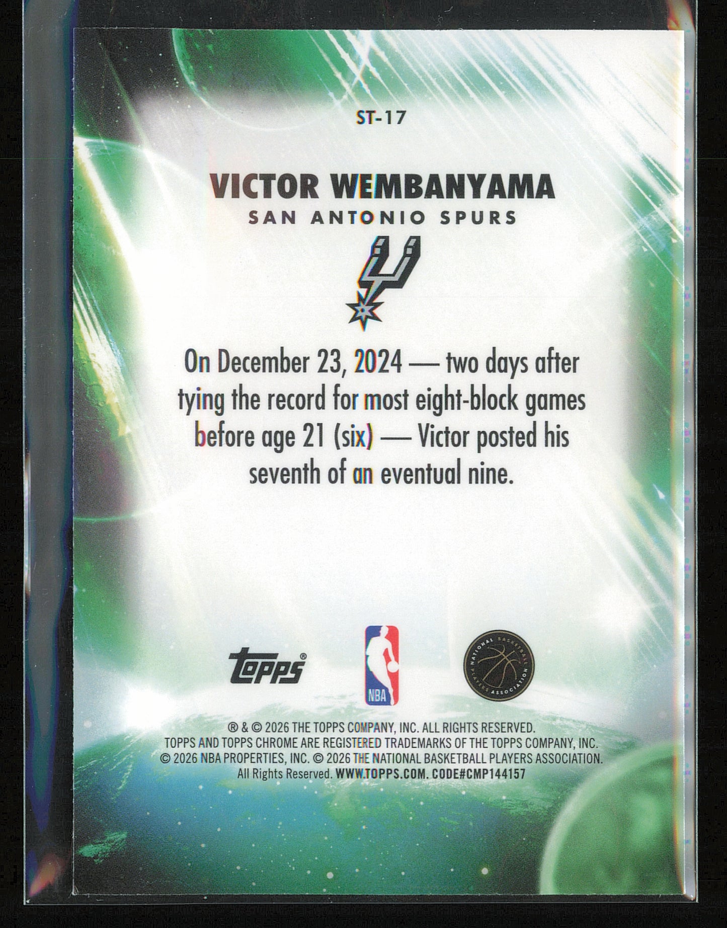 2025-26 Topps Chrome Update #ST-17 Victor Wembanyama Stratospheric Stars