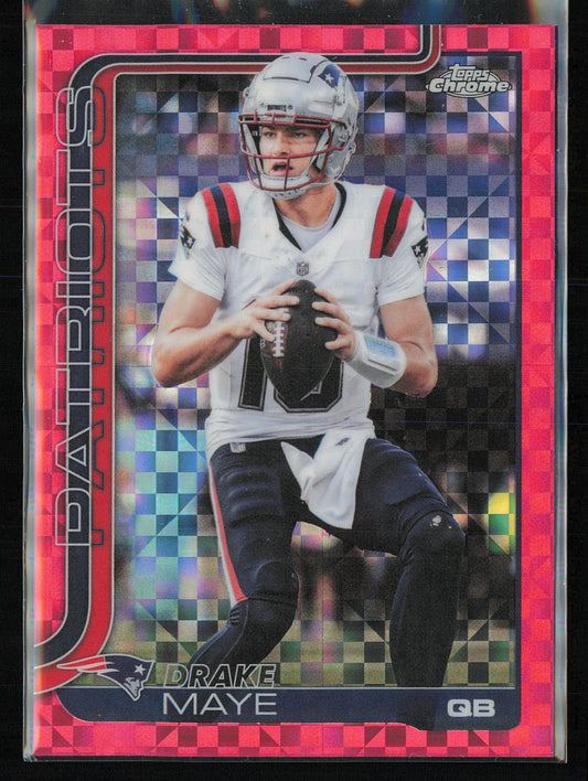 2025 Topps Chrome #207 Drake Maye Hot Pink X-Fractor