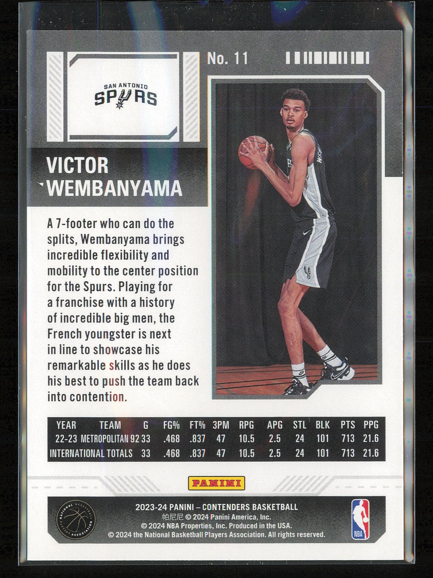 2023-24 Panini Contenders #11 Victor Wembanyama Season Ticket Retail