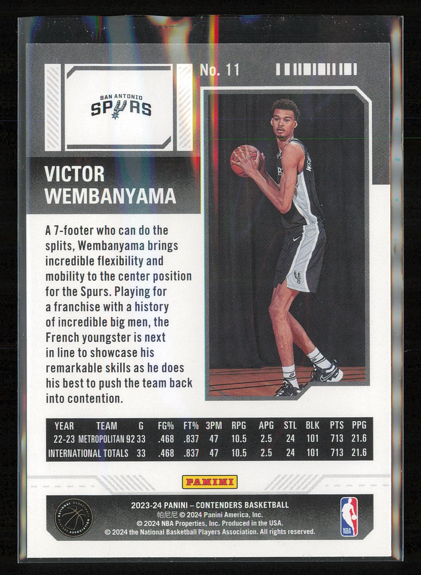 2023-24 Panini Contenders #11 Victor Wembanyama Season Ticket Retail