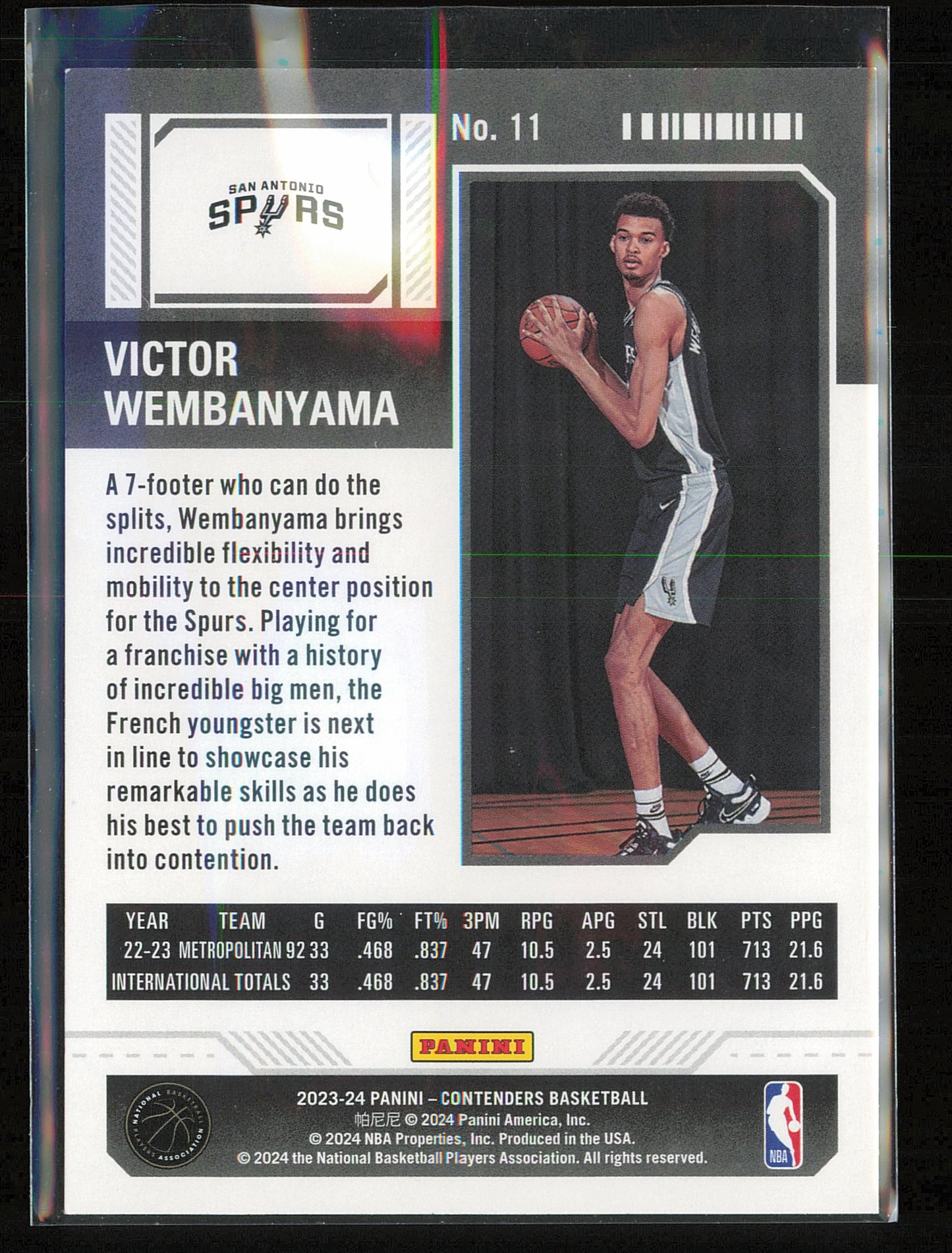 2023-24 Panini Contenders #11 Victor Wembanyama Season Ticket Retail