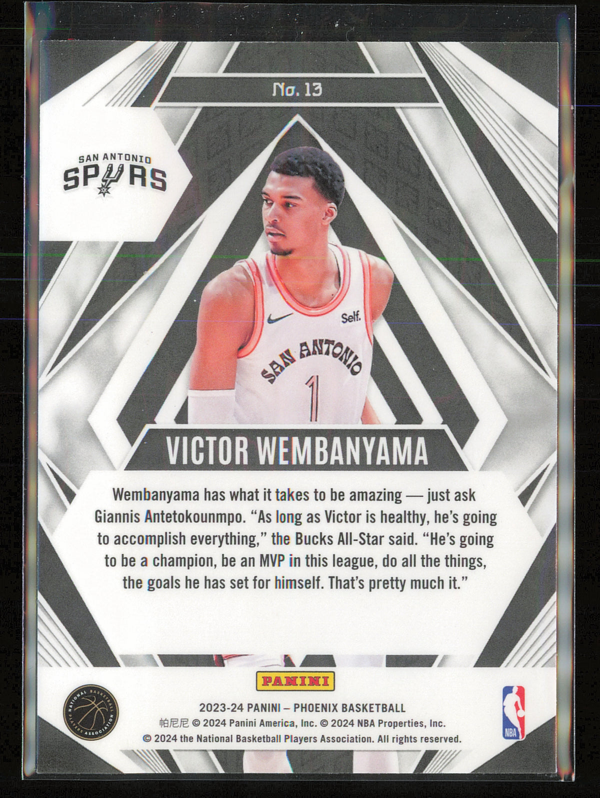 2023-24 Panini Phoenix #13 Victor Wembanyama Paragon