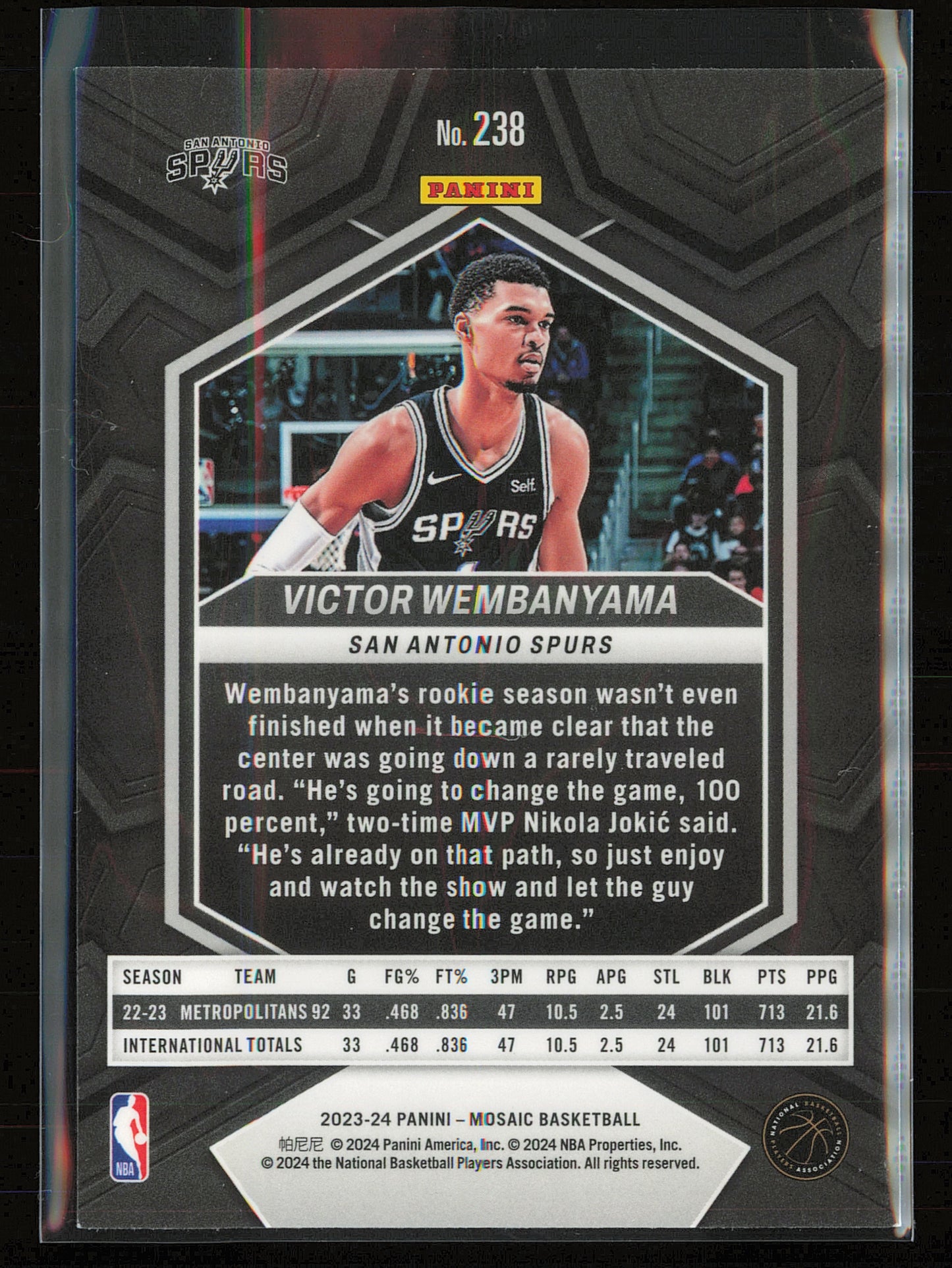 2023-24 Panini Mosaic #238 Victor Wembanyama