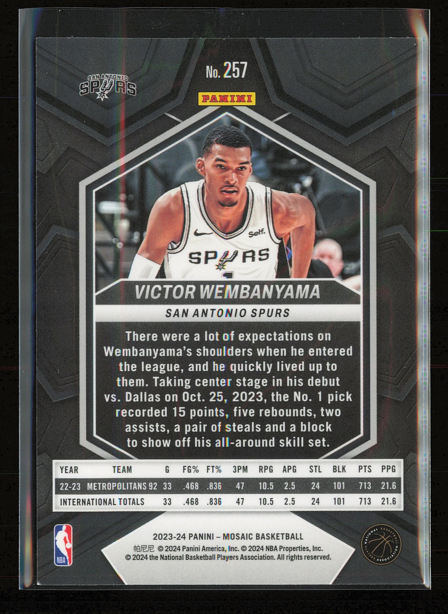 2023-24 Panini Mosaic #257 Victor Wembanyama