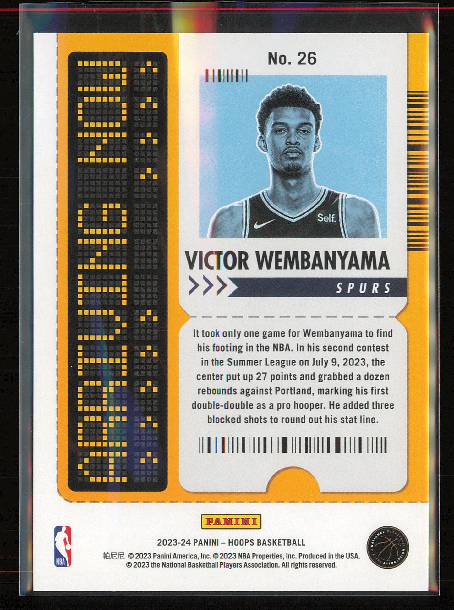 2023-24 Hoops #26 Victor Wembanyama Arriving Now