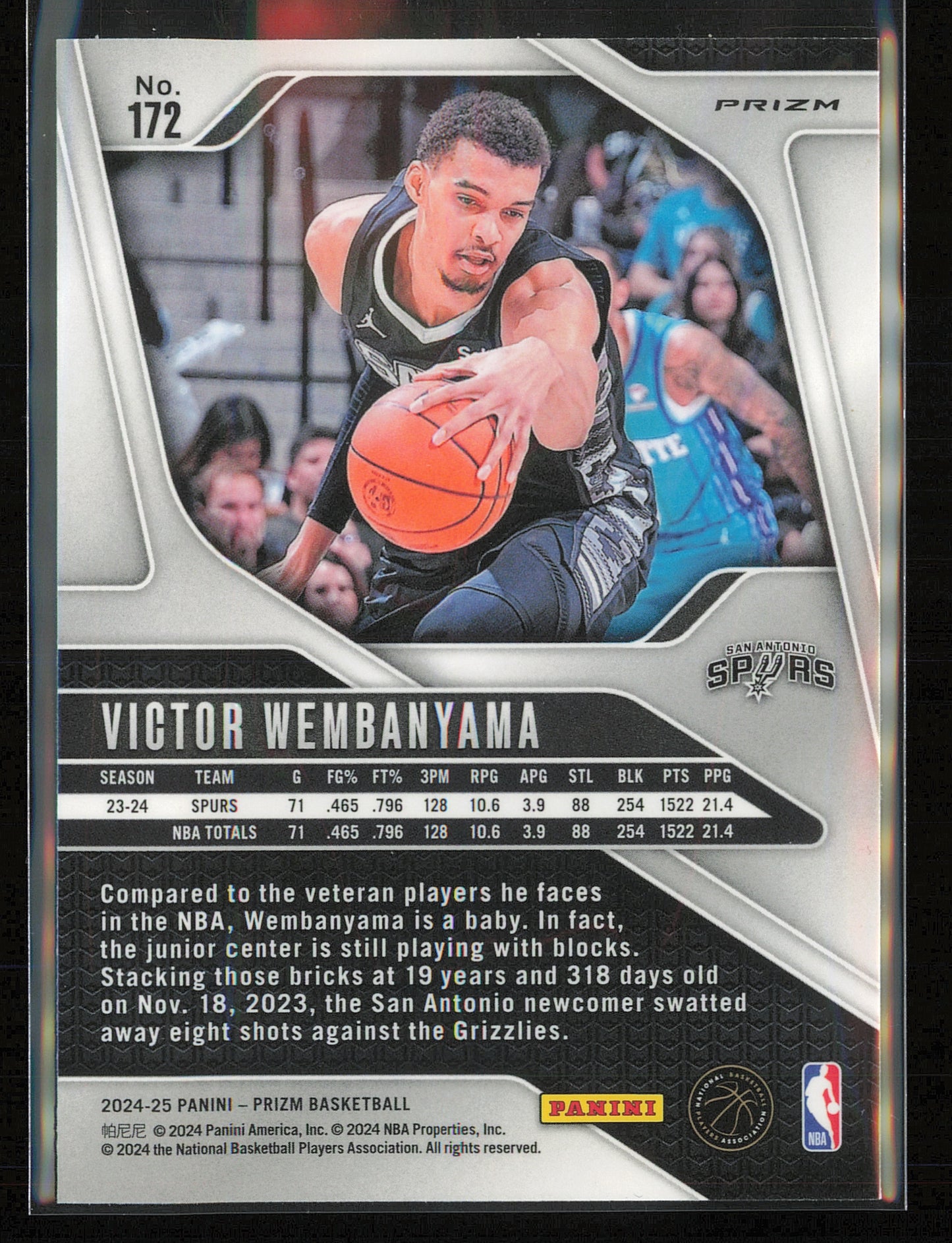 2024-25 Panini Prizm #172 Victor Wembanyama Prizms Red White and Blue