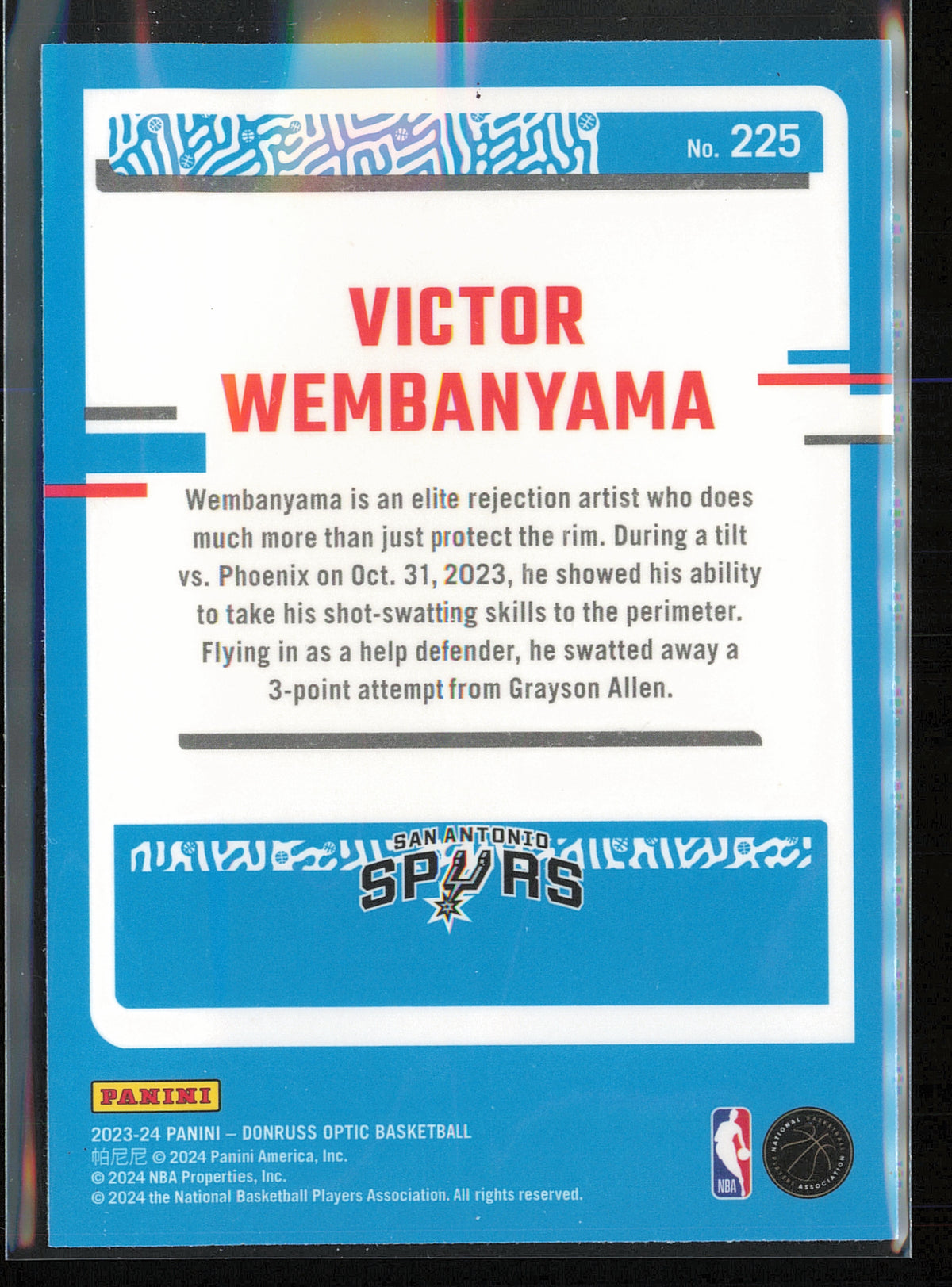 2023-24 Donruss Optic #225 Victor Wembanyama