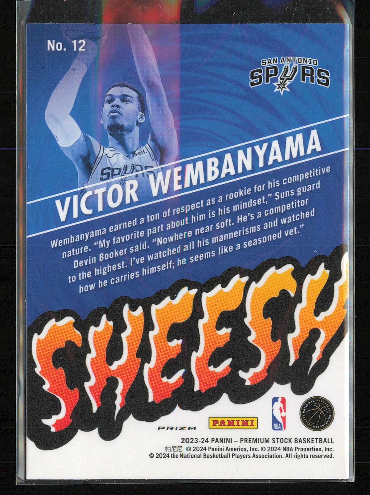 2023-24 Hoops Premium Stock #12 Victor Wembanyama Sheesh Silver Prizm