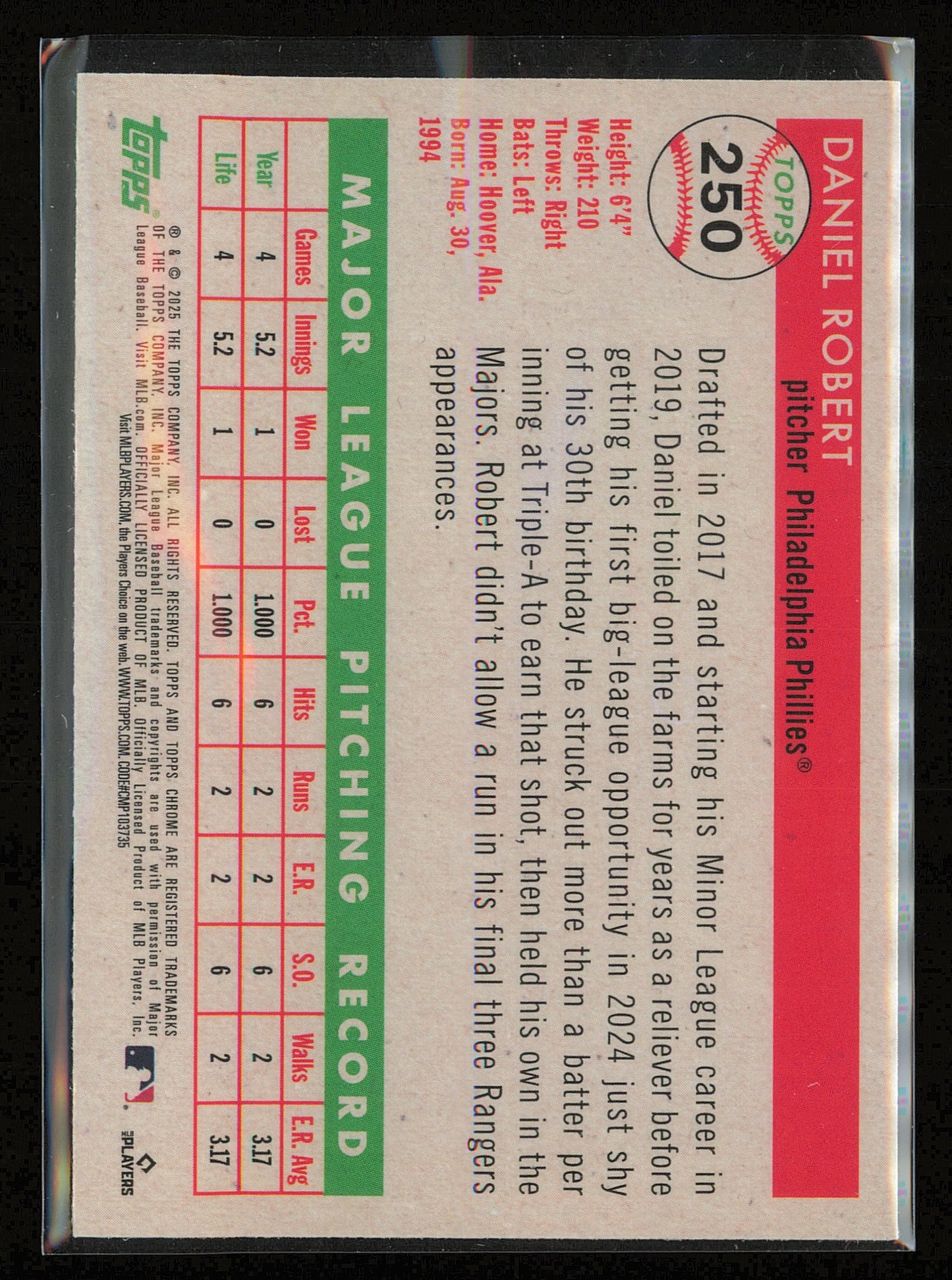 2025 Topps Chrome Platinum #250 Daniel Robert