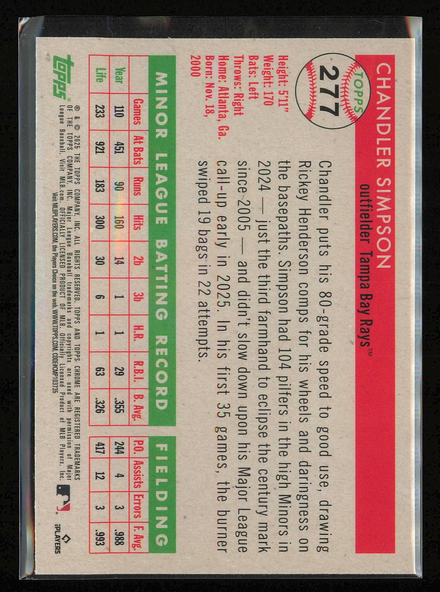2025 Topps Chrome Platinum #277 Chandler Simpson