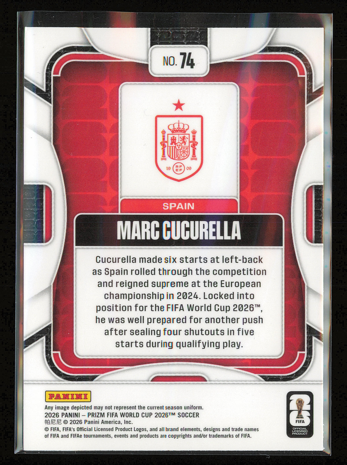 2026 Panini Prizm FIFA World Cup #74 Marc Cucurella
