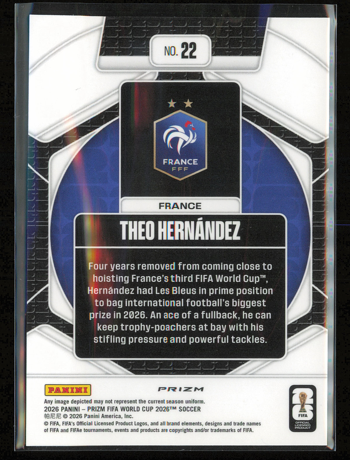 2026 Panini Prizm FIFA World Cup #22 Theo Hernandez Trophy Hunting