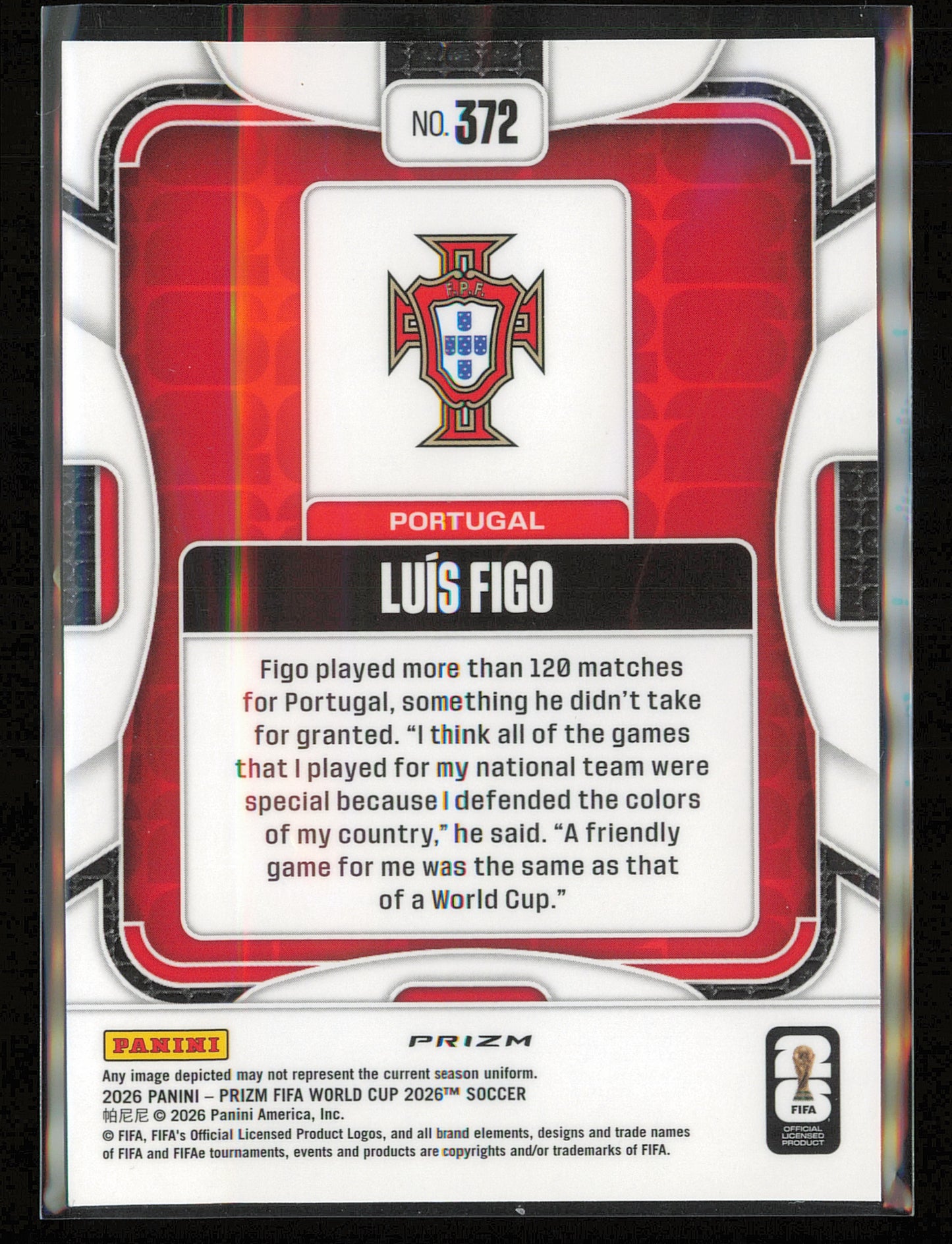 2026 Panini Prizm FIFA World Cup #372 Luis Figo Wave Prizms