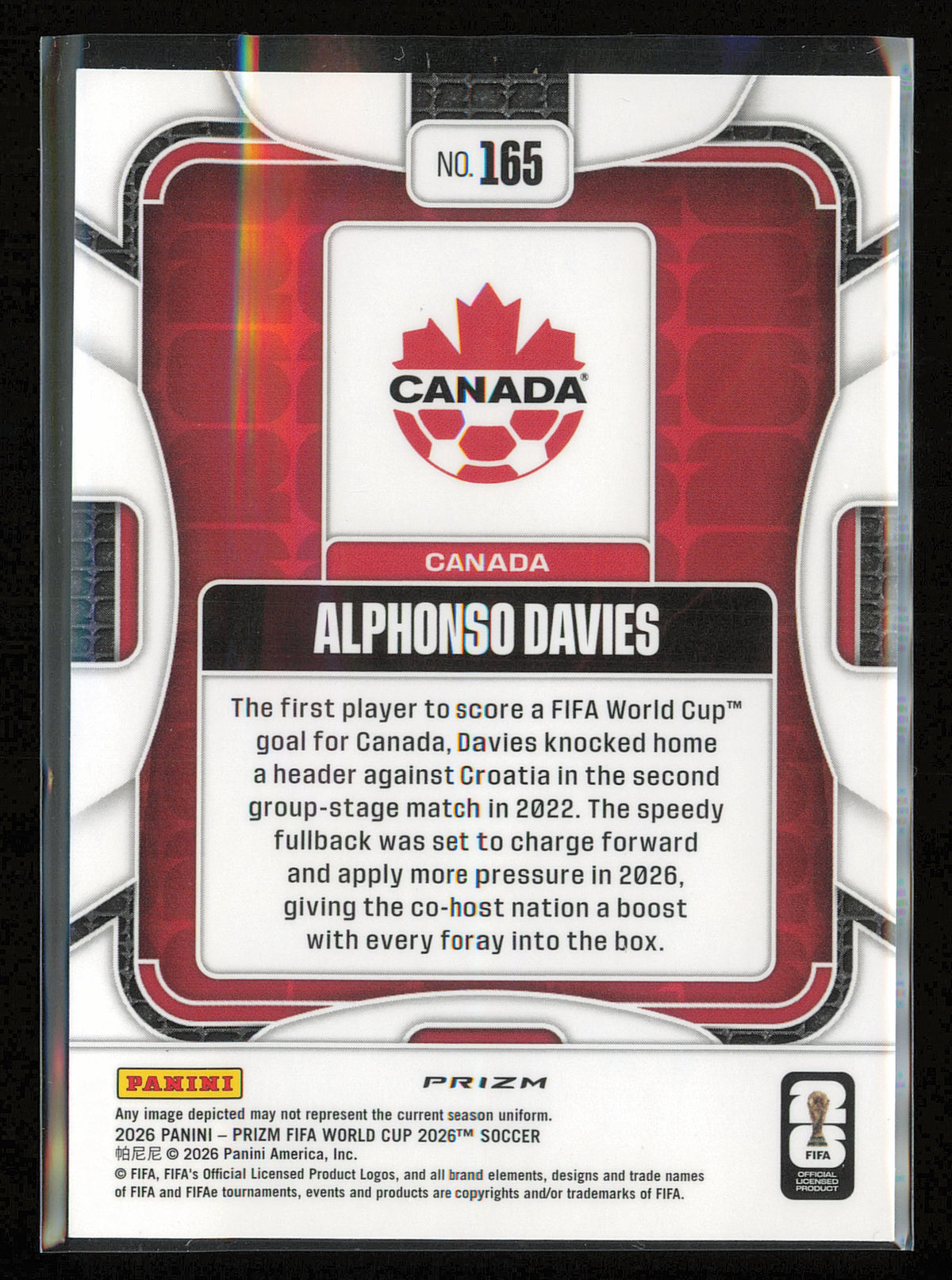 2026 Panini Prizm FIFA World Cup #165 Alphonso Davies Wave Prizms
