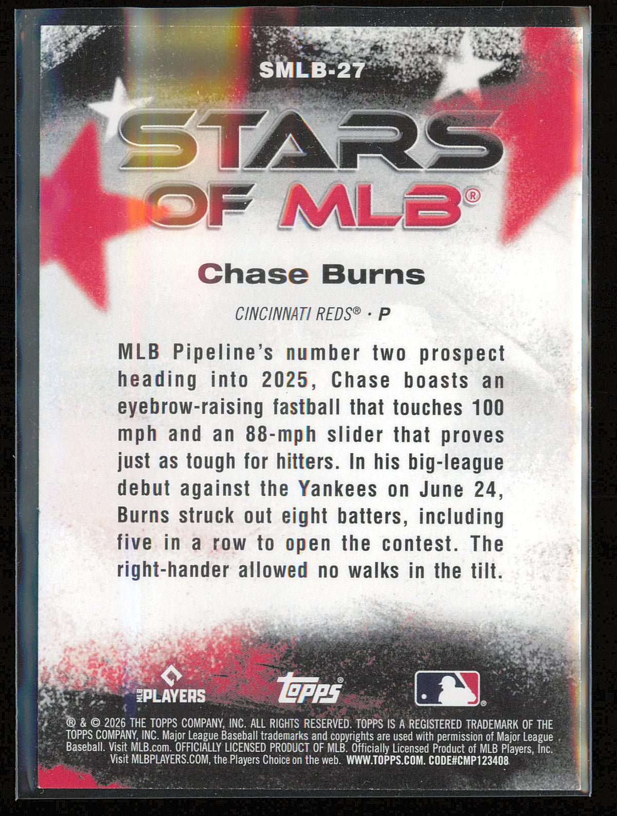 2026 Topps #SMLB-27 Chase Burns Stars of MLB
