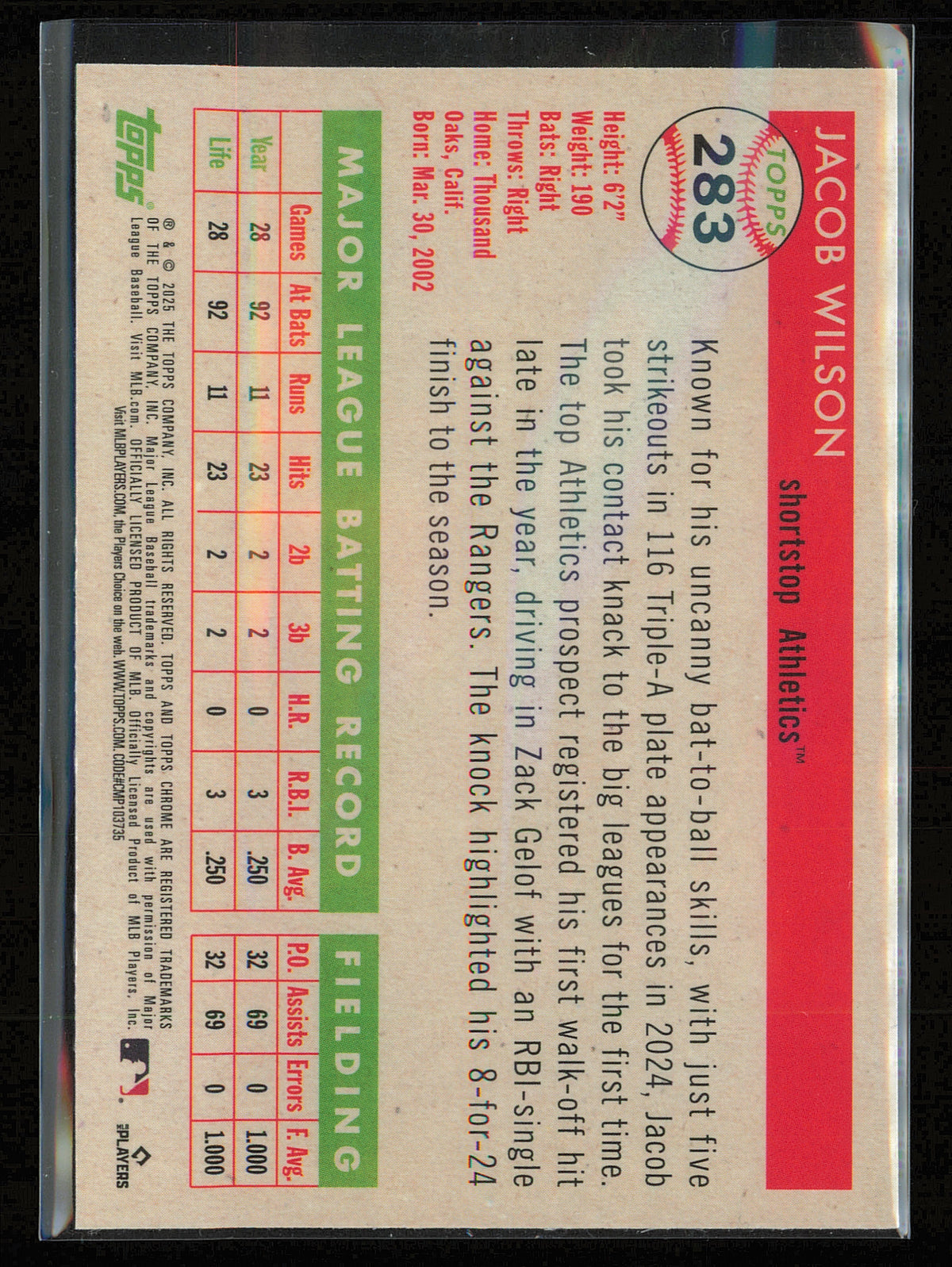 2025 Topps Chrome Platinum #283 Jacob Wilson