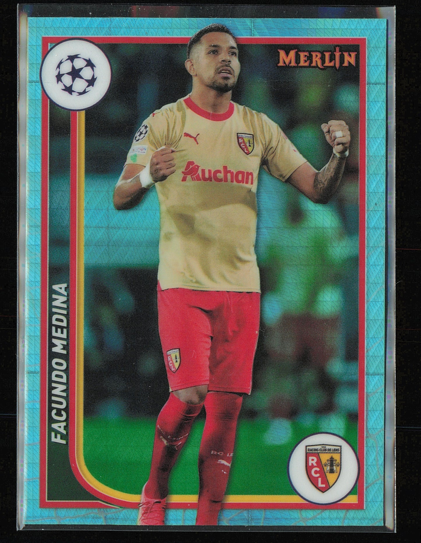 2023-24 Merlin UEFA Club Competitions #102 Facundo Medina Aqua Prism Refractor