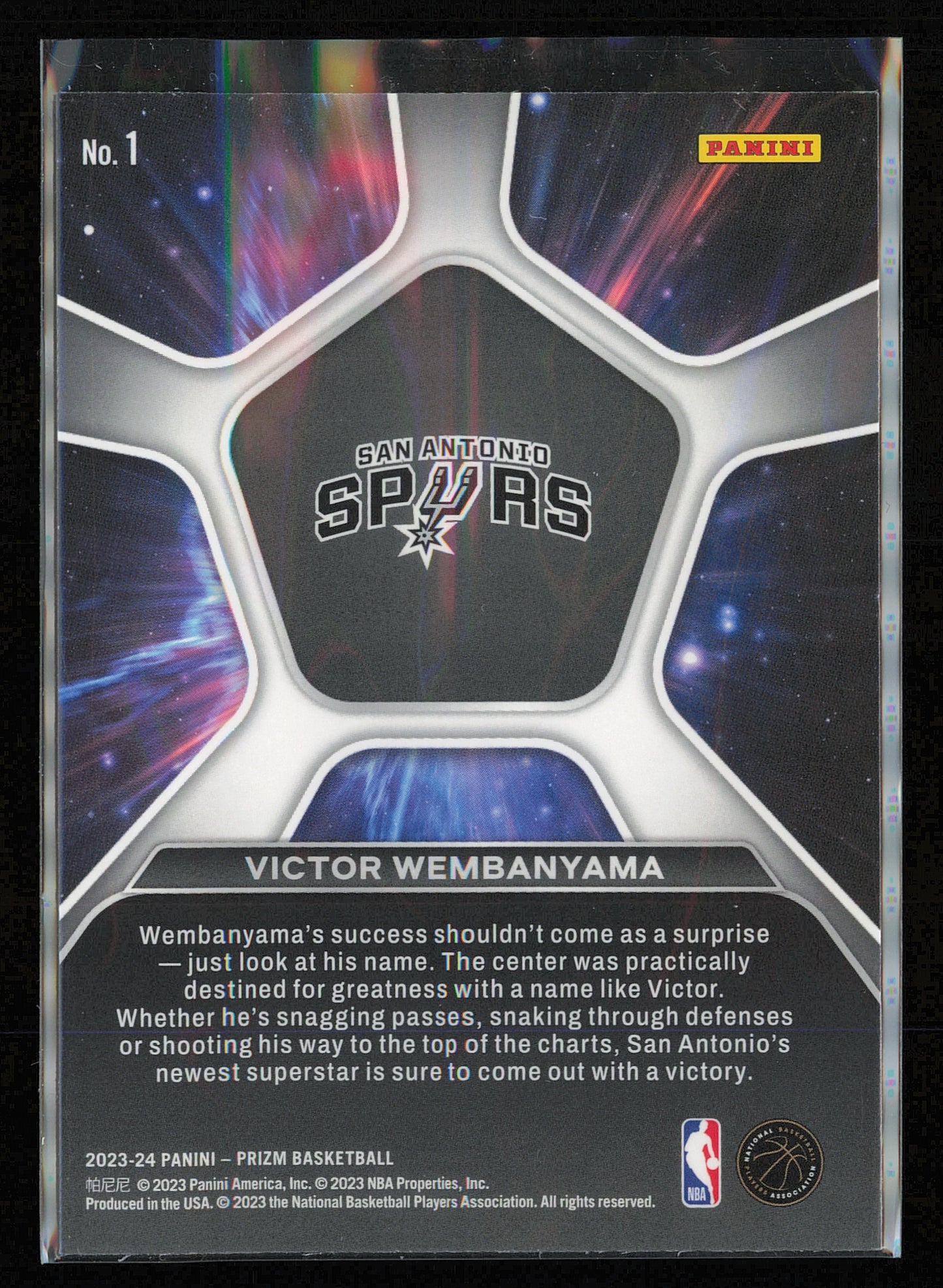 2023-24 Panini Prizm #1 Victor Wembanyama Deep Space