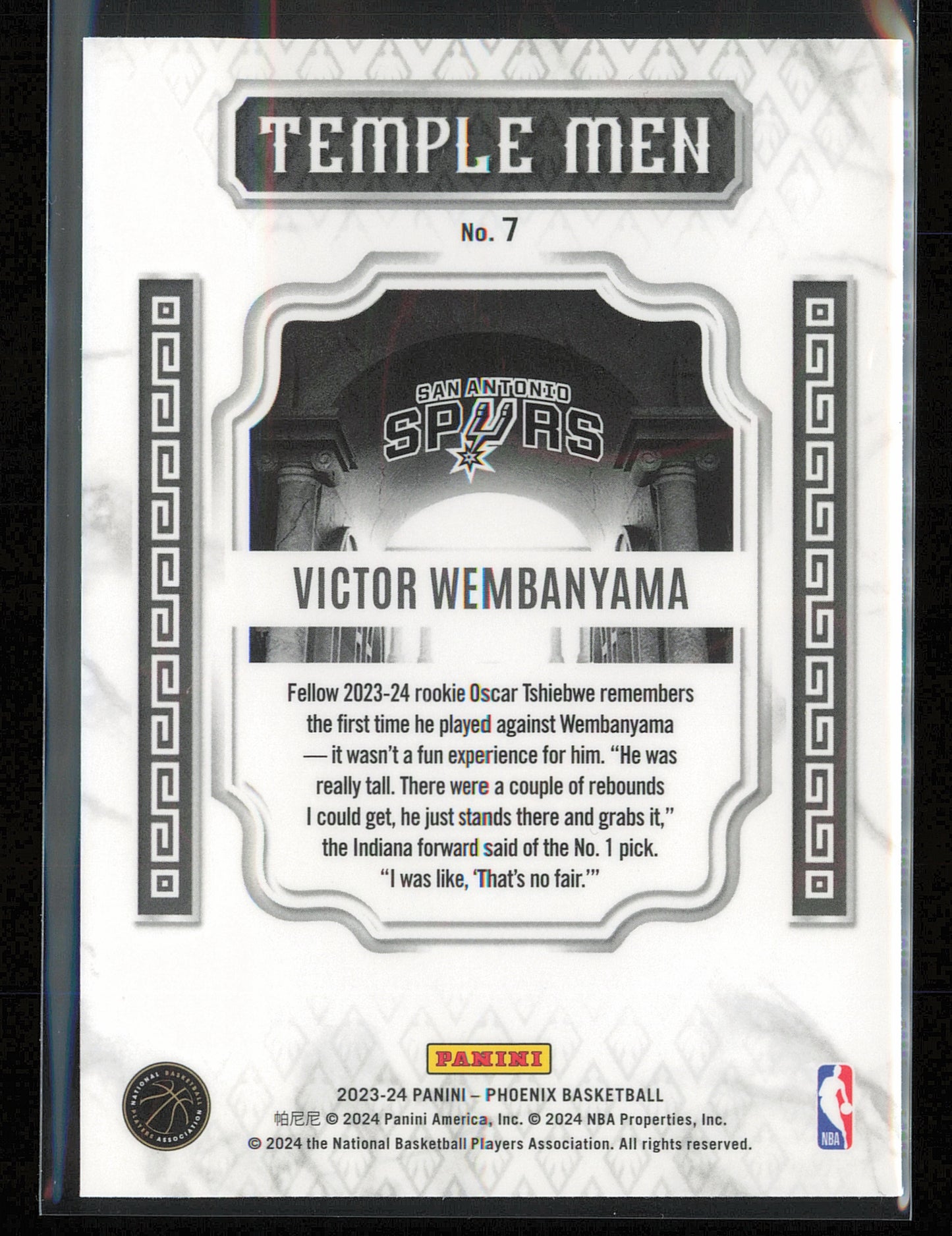 2023-24 Panini Phoenix #7 Victor Wembanyama Temple Men
