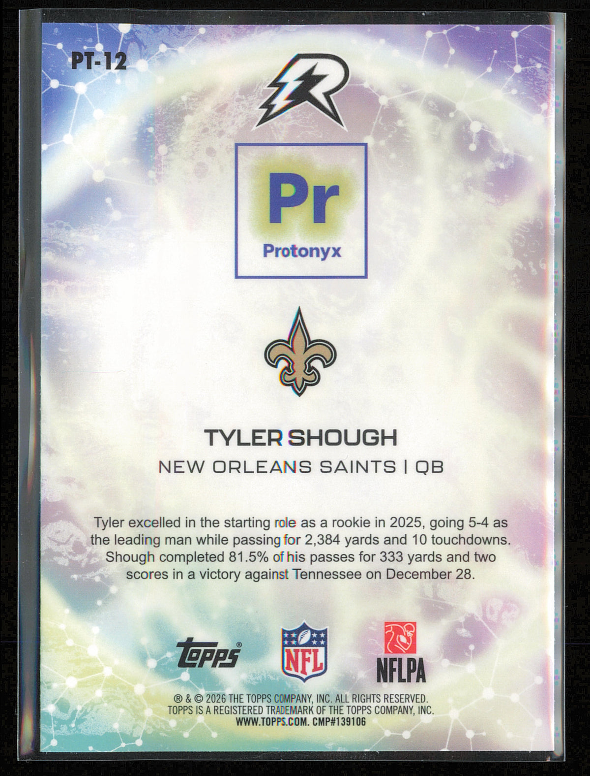 2025 Topps Resurgence #PT-12 Tyler Shough Protonyx