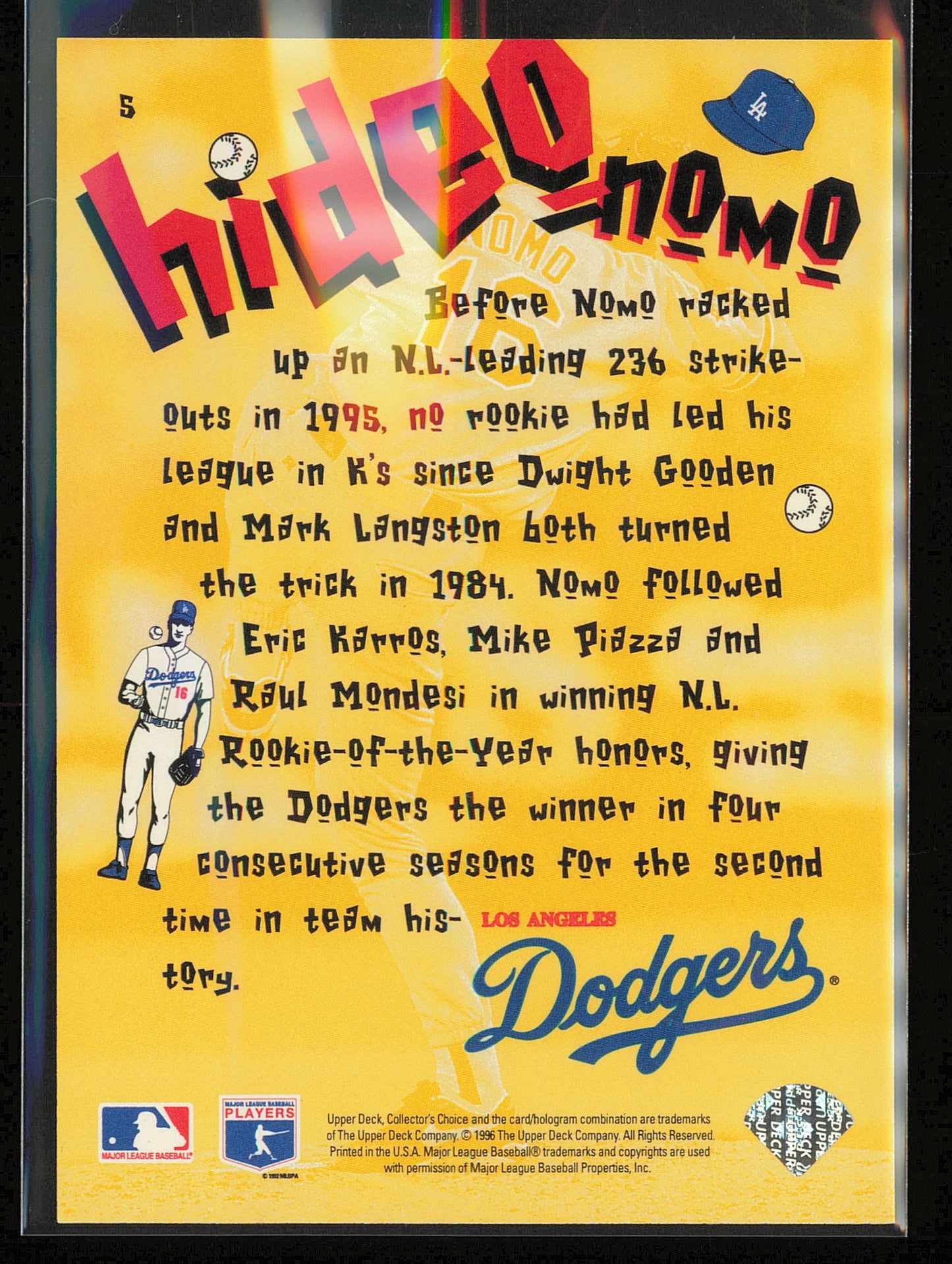1996 Collector's Choice #5 Hideo Nomo Hideo Nomo Scrapbook