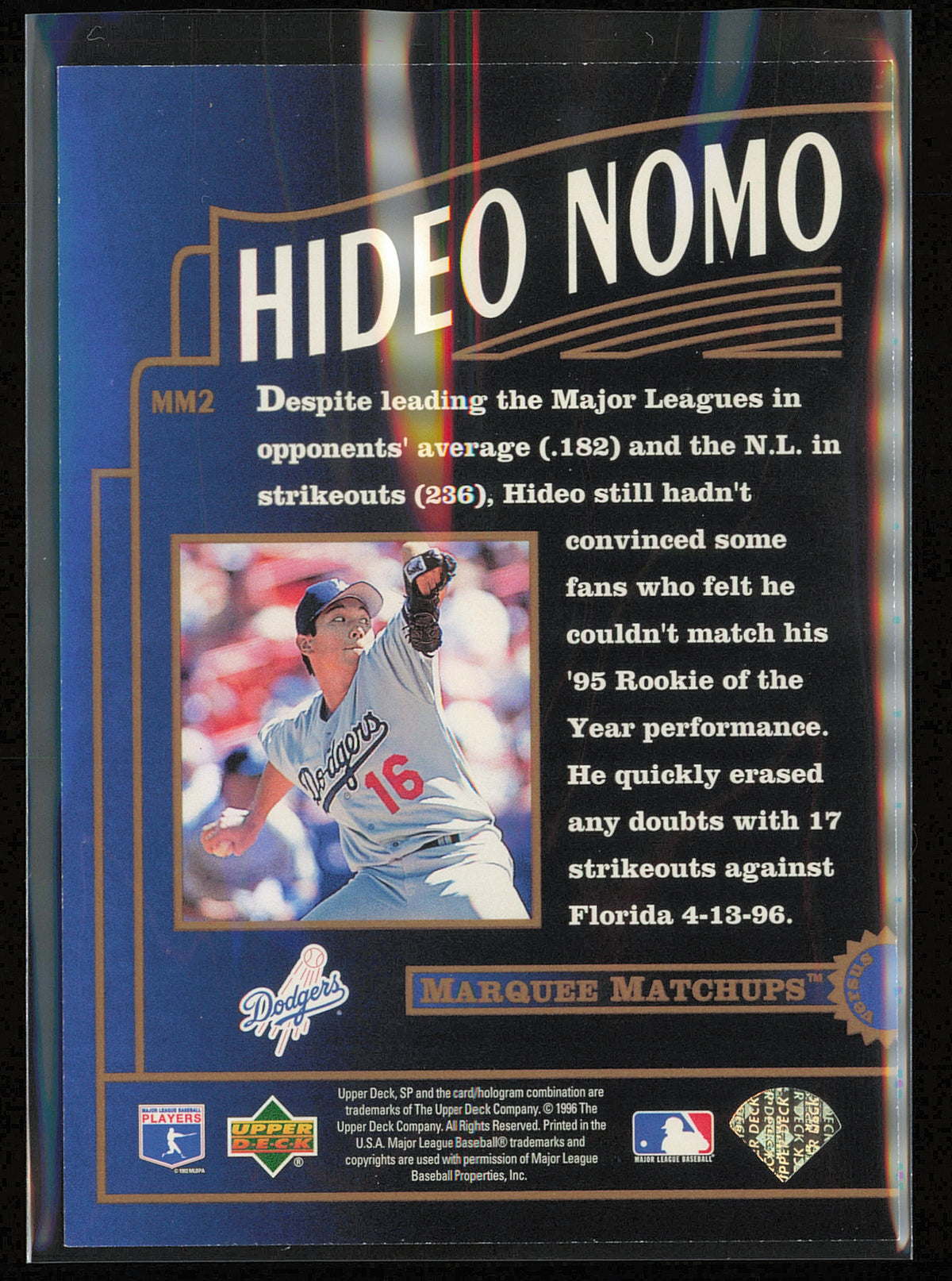 1996 SP #MM2 Hideo Nomo Marquee Matchups