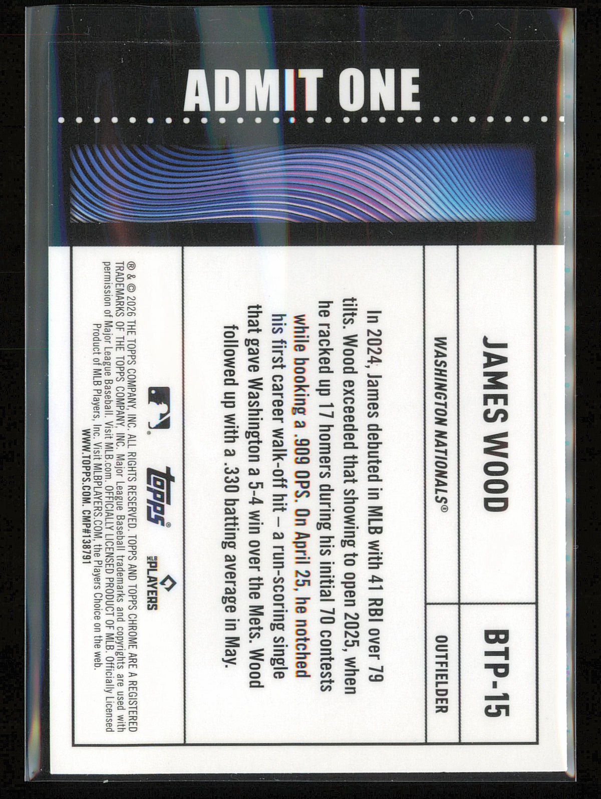 2026 Topps Chrome #BTP-15 James Wood Big Ticket Players