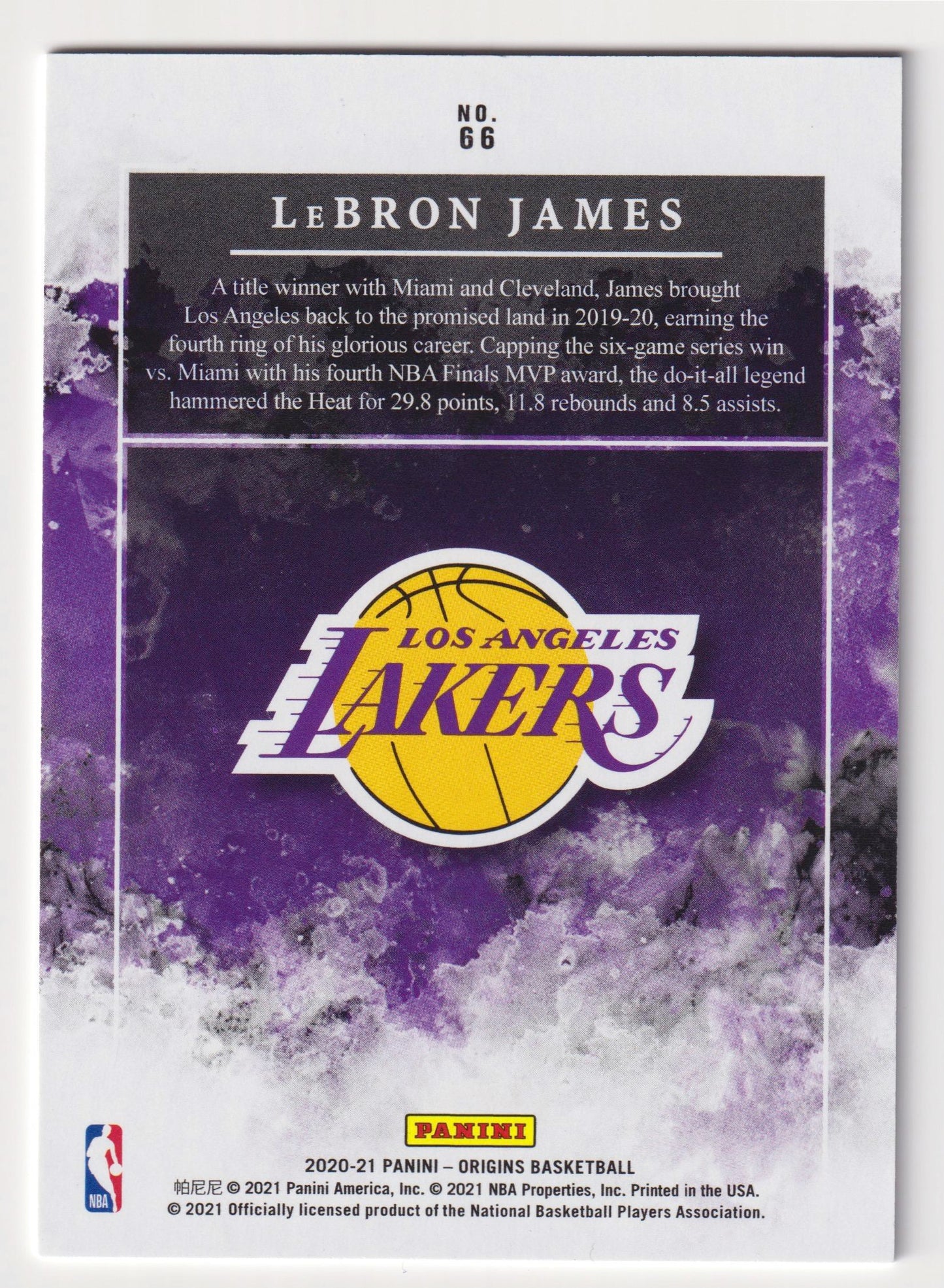 2020-21 Panini Origins #66 LeBron James