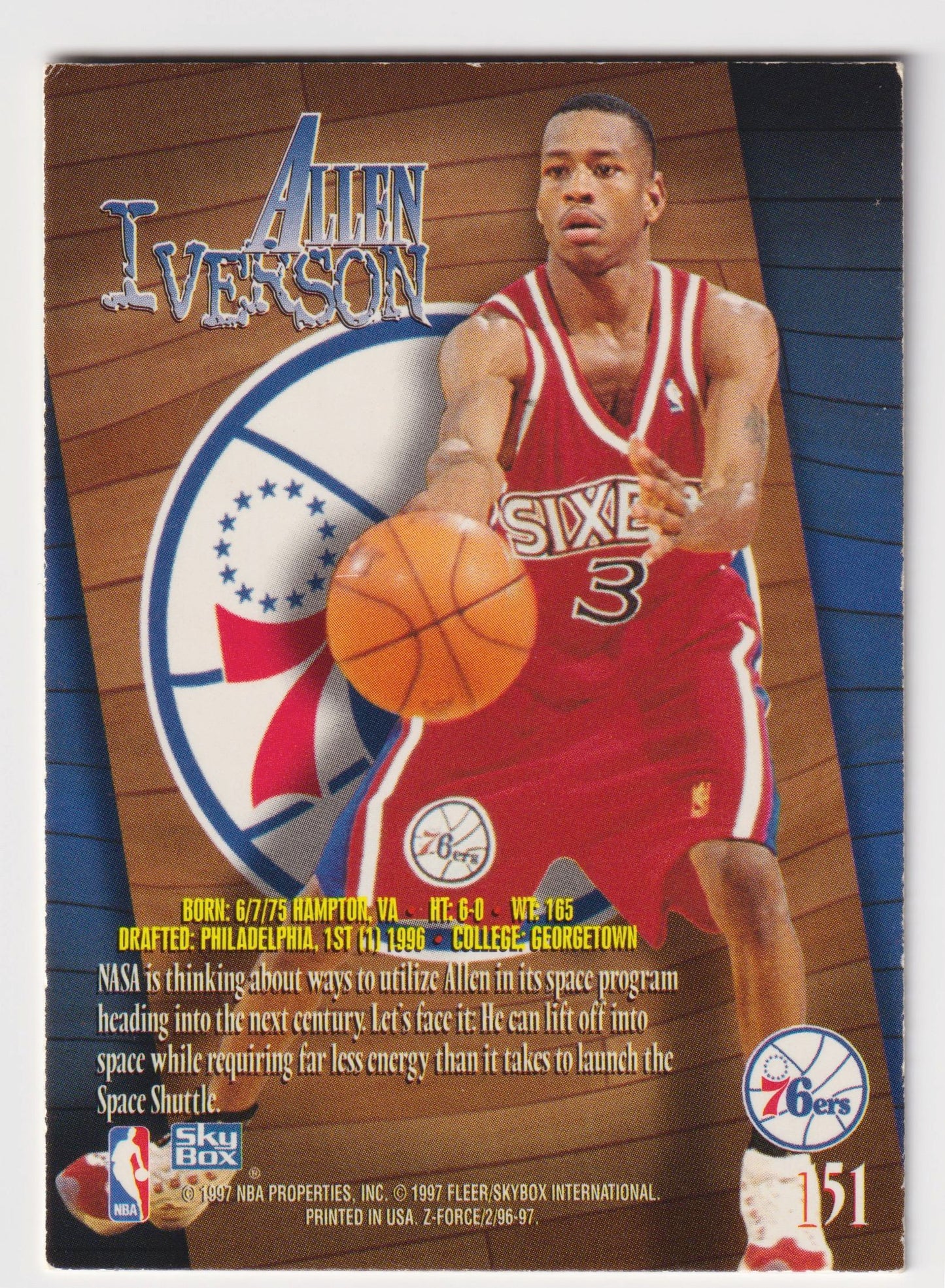 1996-97 SkyBox Z-Force #151 Allen Iverson