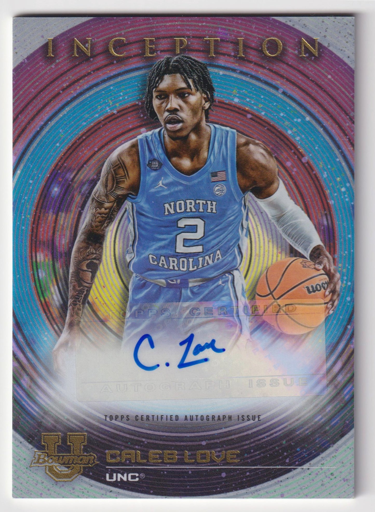 2022-23 Bowman University Inception #BIA-CLE Caleb Love Base Autographs