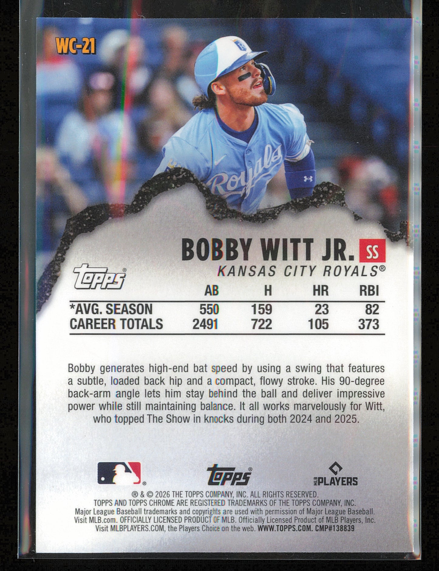 2026 Topps Chrome #WC-21 Bobby Witt Jr. Wrecking Crew