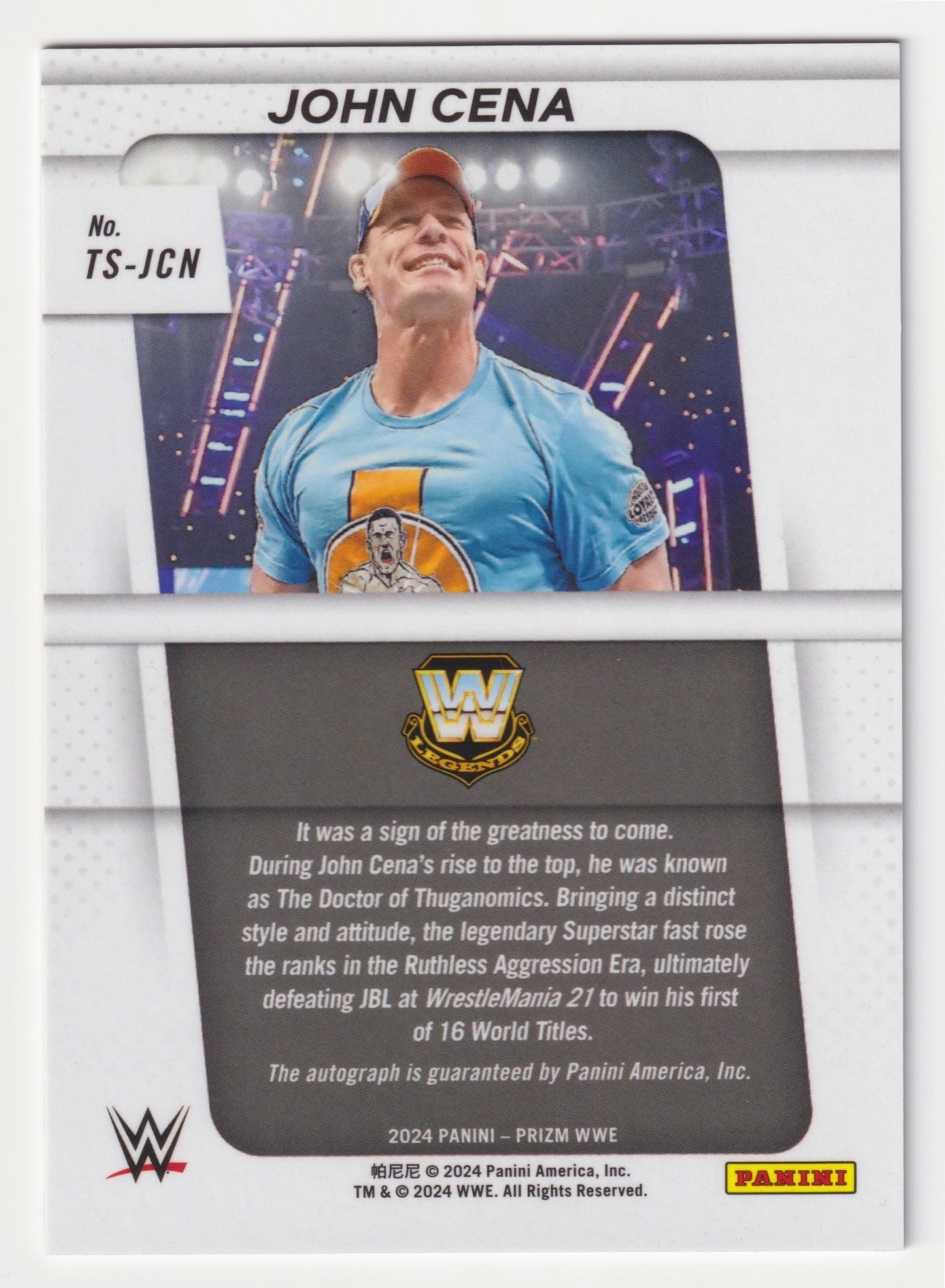 2024 Panini Prizm WWE #TS-JCN John Cena Throwback Signatures