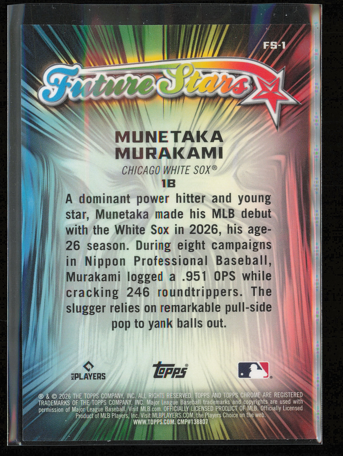 2026 Topps Chrome #FS-1 Munetaka Murakami Future Stars