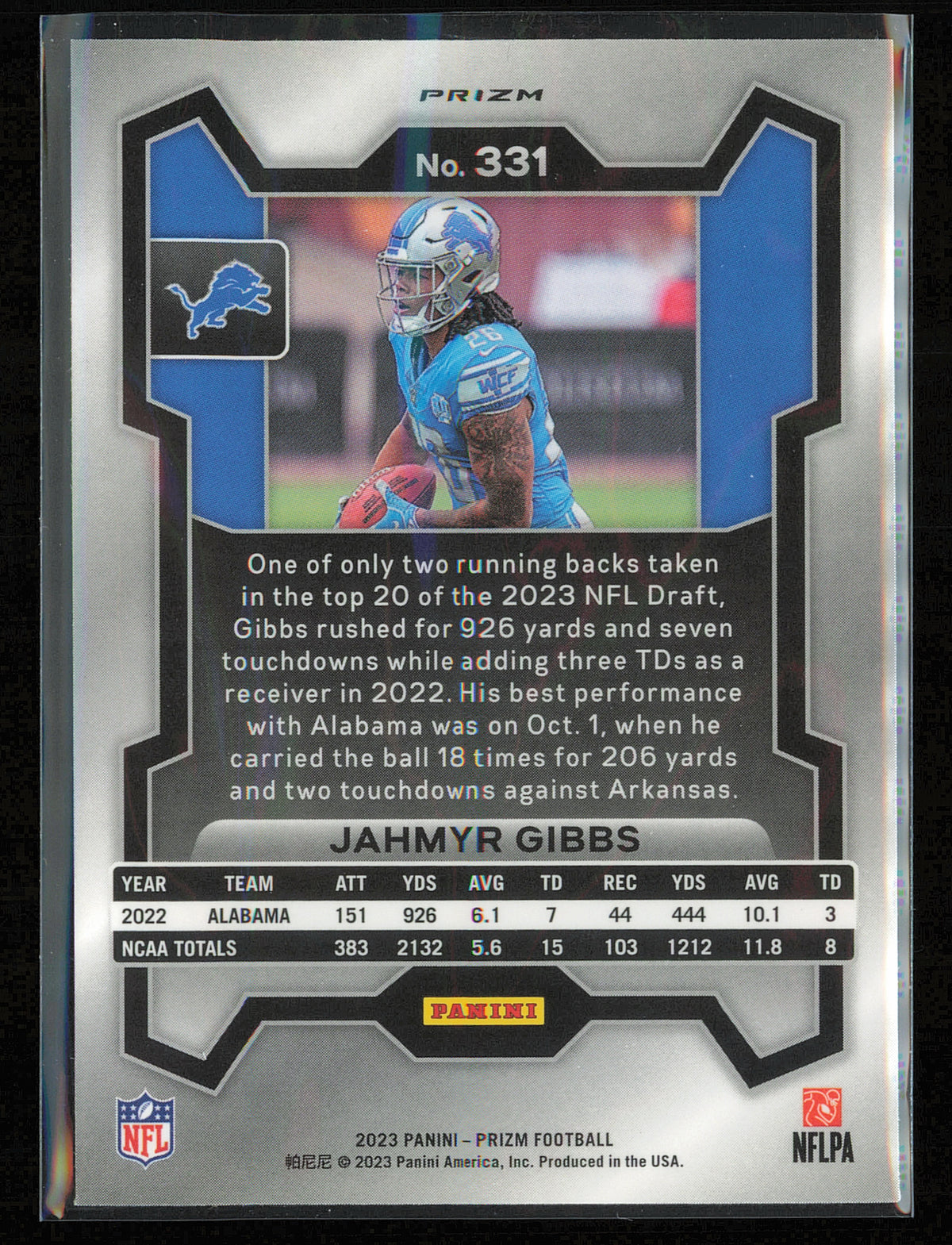 2023 Panini Prizm #331 Jahmyr Gibbs Orange Ice