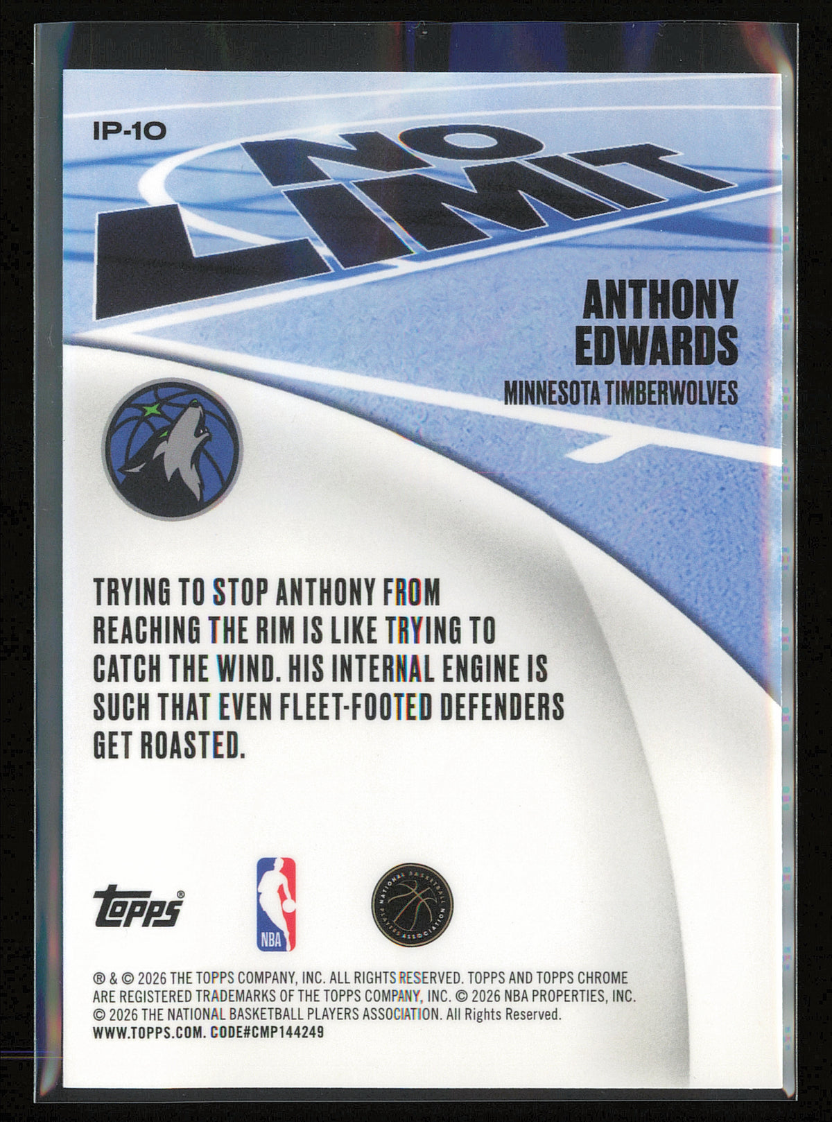 2025-26 Topps Chrome Update #IP-10 Anthony Edwards No Limit Green #/99
