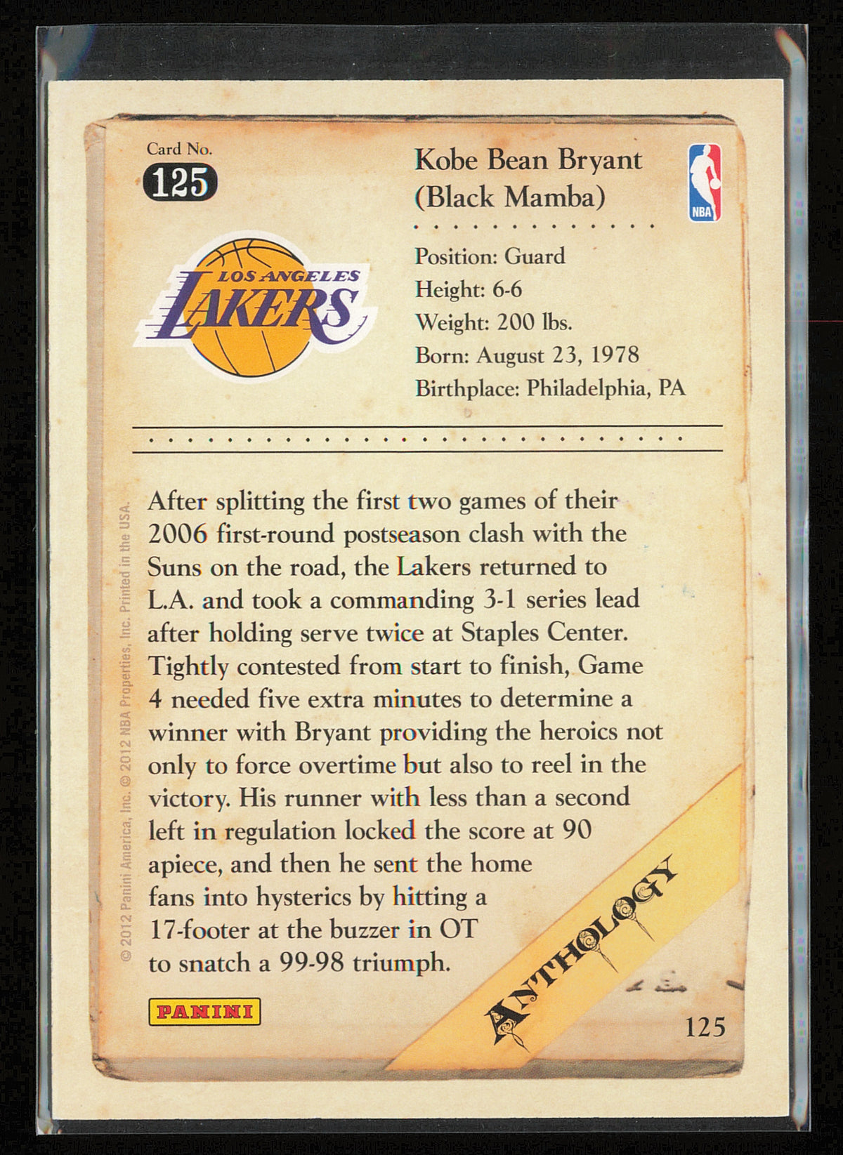 2012-13 Panini Kobe Anthology #125 Kobe Bryant