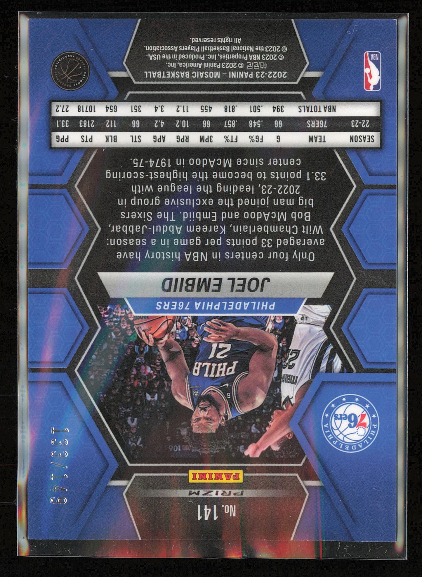 2022-23 Panini Mosaic #141 Joel Embiid Pink #/149